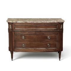 Antique French Louis XVI Marble Top Walnut Commode
