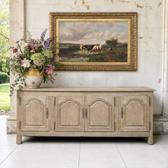 18th Century Country French Louis XIV Buffet in Stripped White Oak