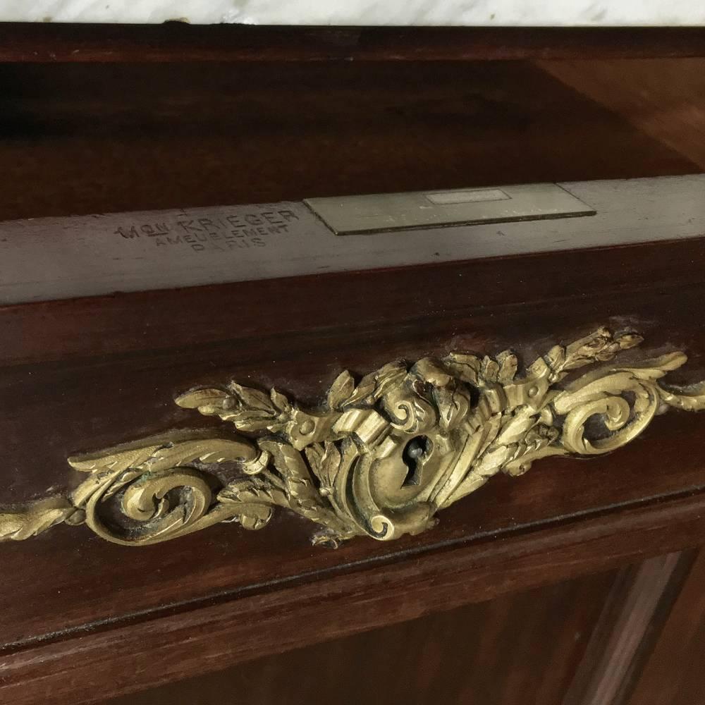 19th Century French Louis XVI Style Marble-Top Ormolu Buffet by Maison Krieger 2