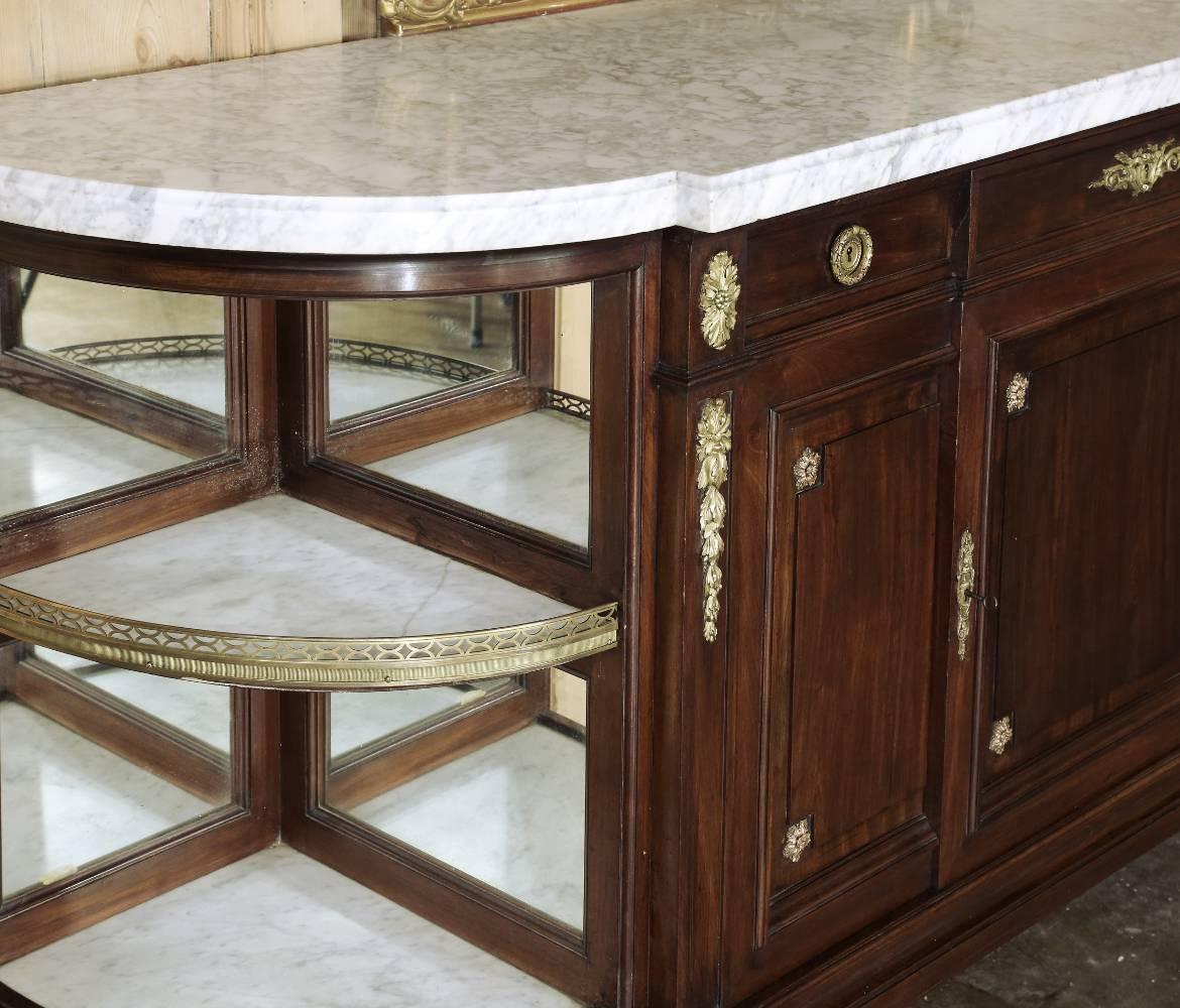 19th Century French Louis XVI Style Marble-Top Ormolu Buffet by Maison Krieger In Excellent Condition In Dallas, TX