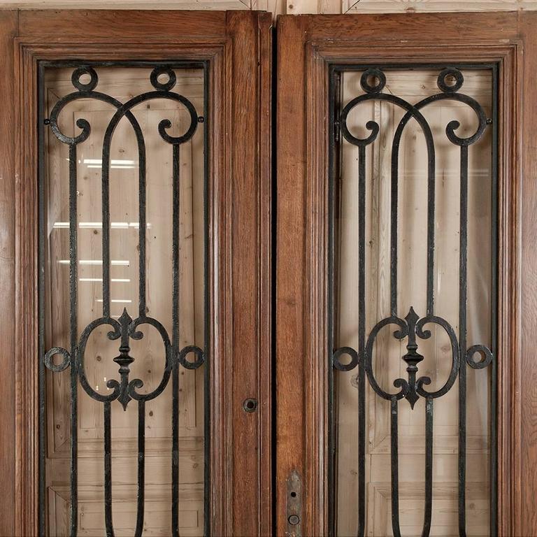 Pair of Antique French Doors with Wrought Iron at 1stDibs