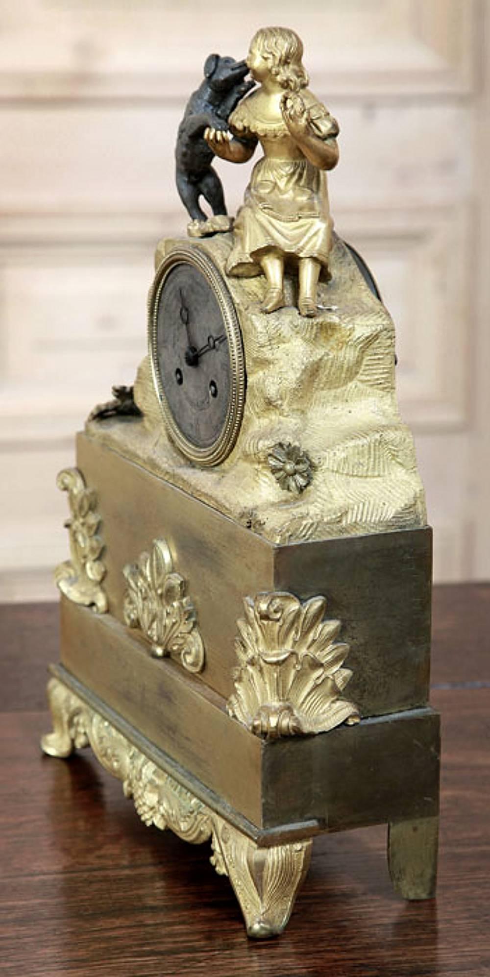 Charles X Period French Gilded Bronze Mantel Clock 