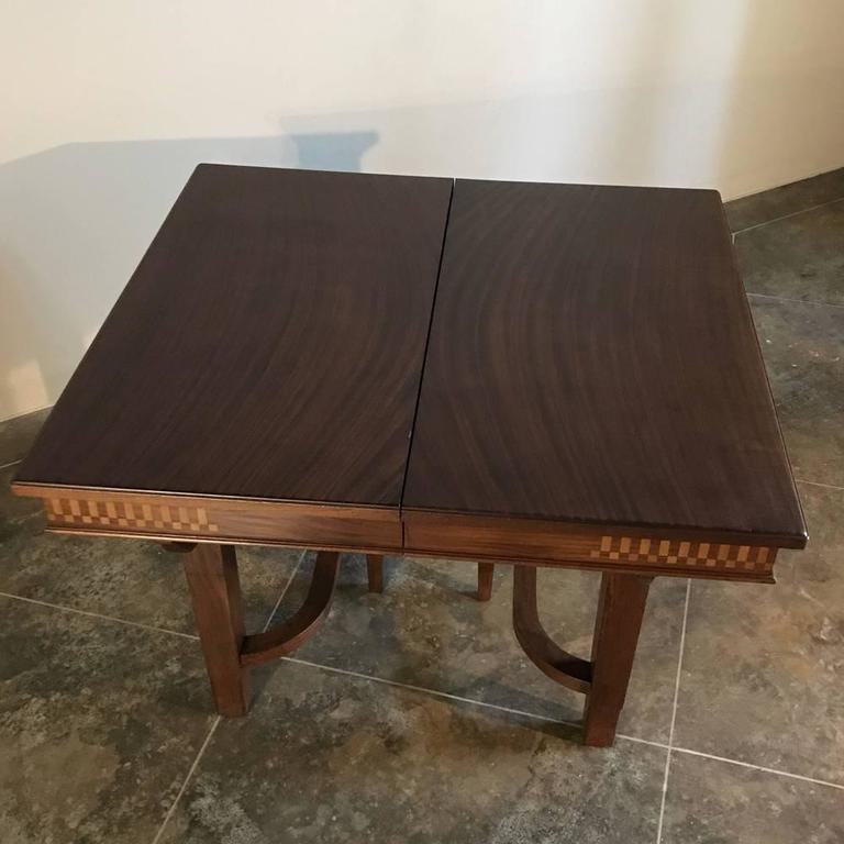 Italian Art Deco Mahogany Inlaid Dining Table For Sale at 1stdibs