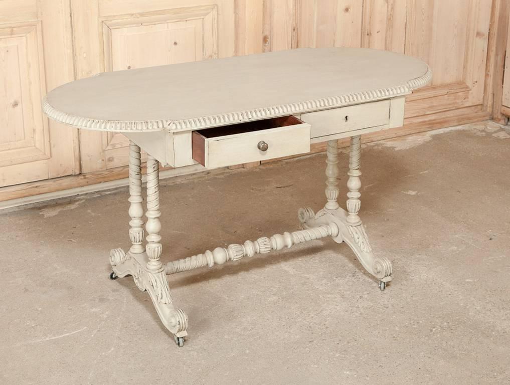Antique French Baroque Painted Writing Table/Desk In Excellent Condition In Dallas, TX