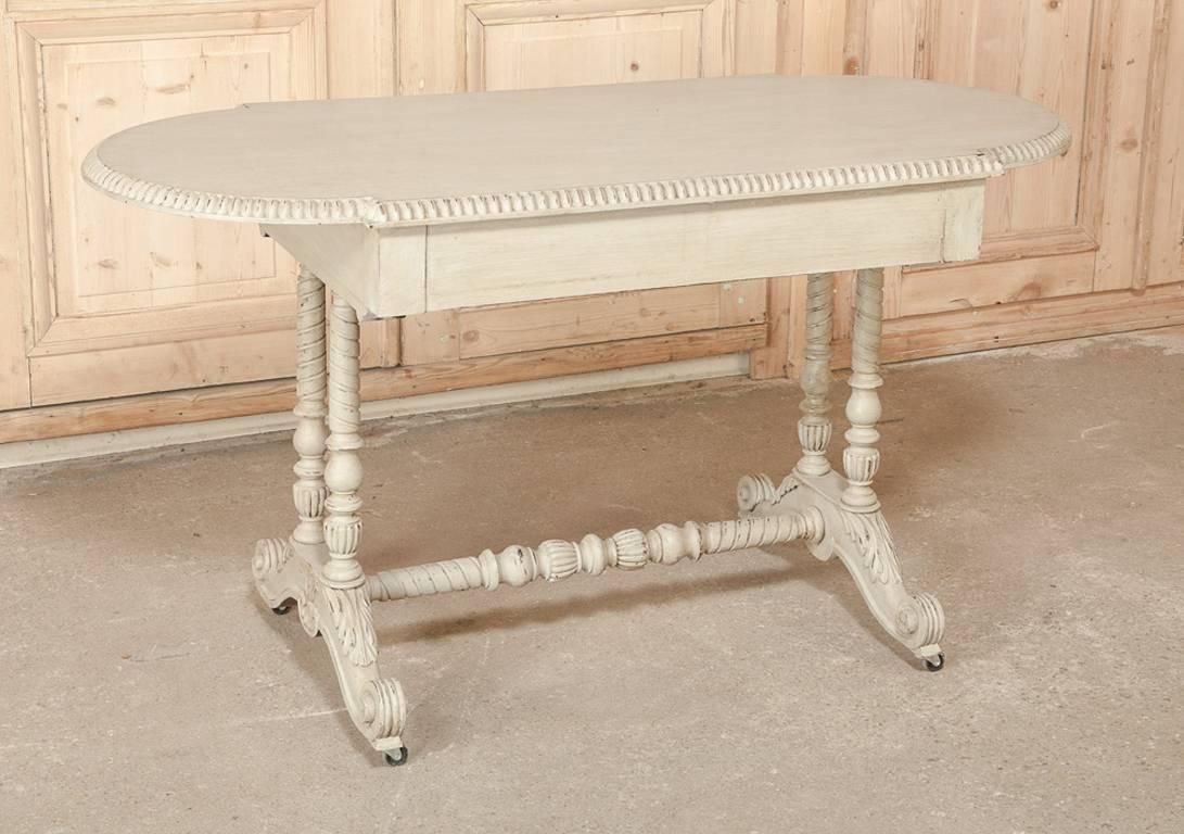Walnut Antique French Baroque Painted Writing Table/Desk