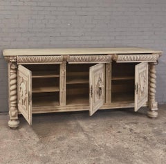 19th Century Grand Renaissance Stripped Oak Buffet
