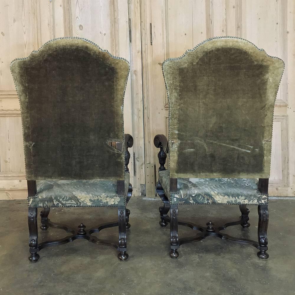 Pair of 19th Century French Louis XIV Armchairs with Aubusson Tapestry 5