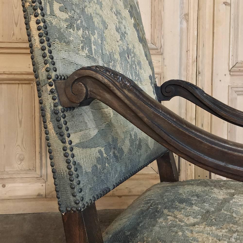 Late 19th Century Pair of 19th Century French Louis XIV Armchairs with Aubusson Tapestry