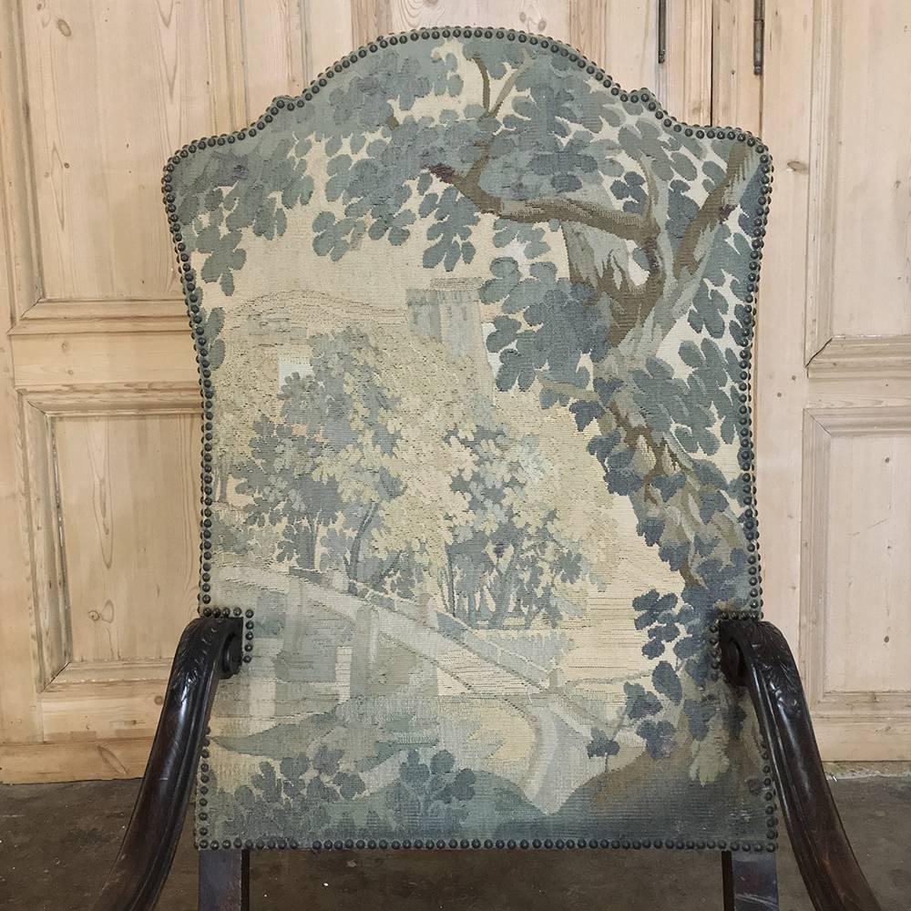 Pair of 19th Century French Louis XIV Armchairs with Aubusson Tapestry 3