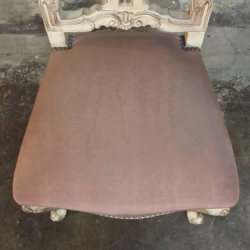 Set of Eight Mid-Century Italian Baroque Painted Dining Chairs 1