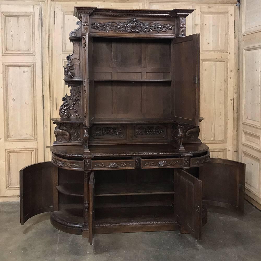 19th Century French Oak Hunt Two-Tiered Buffet- Bookcase 1