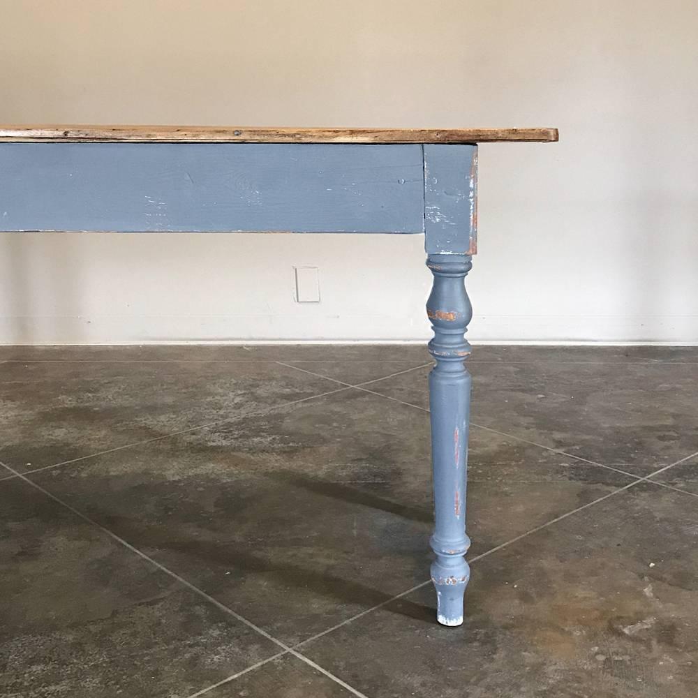 Hand-Painted Antique Painted Sofa Table with Stripped Top