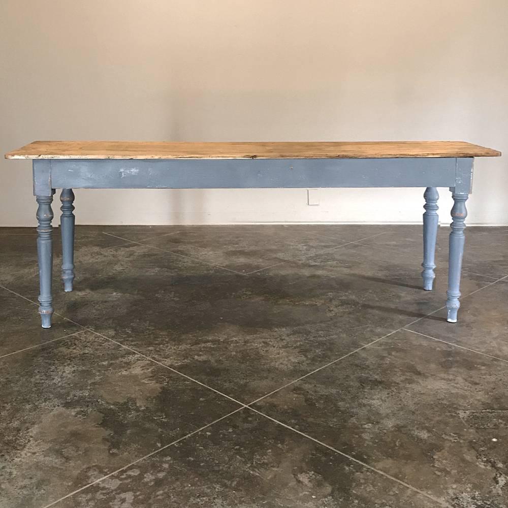 20th Century Antique Painted Sofa Table with Stripped Top