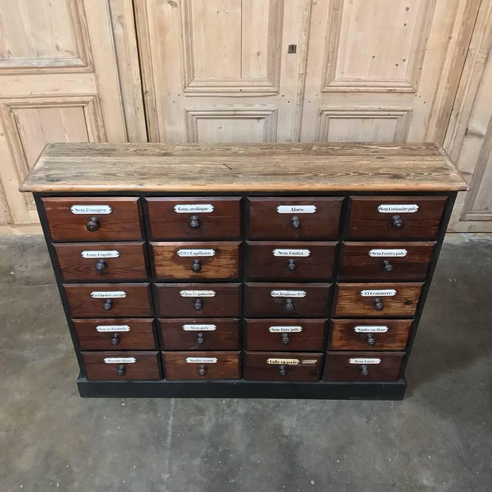 Late 19th Century Rare Pair 19th Century French Pharmacy Cabinets with Original Enamelled Labels