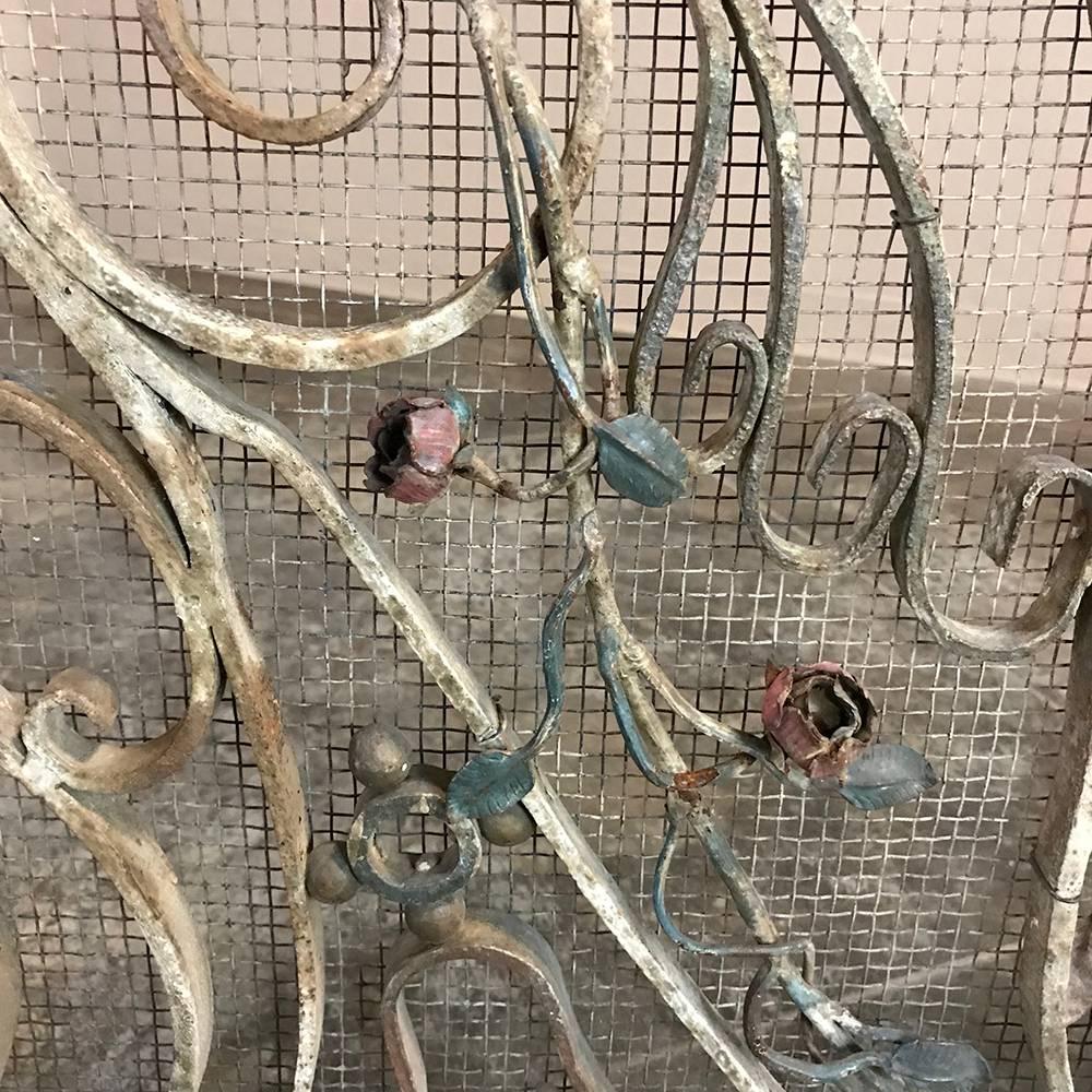 Hand-Crafted 19th Century Painted Wrought Iron Ballustrade ~ Fire Screen