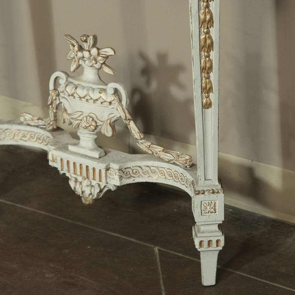 Late 19th Century 19th Century Swedish Neoclassical Carrara Marble-Top Painted and Gilded Console