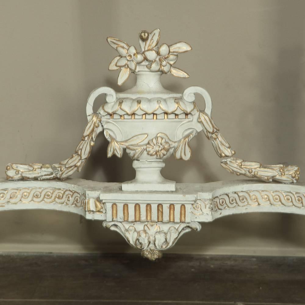 19th Century Swedish Neoclassical Carrara Marble-Top Painted and Gilded Console 1
