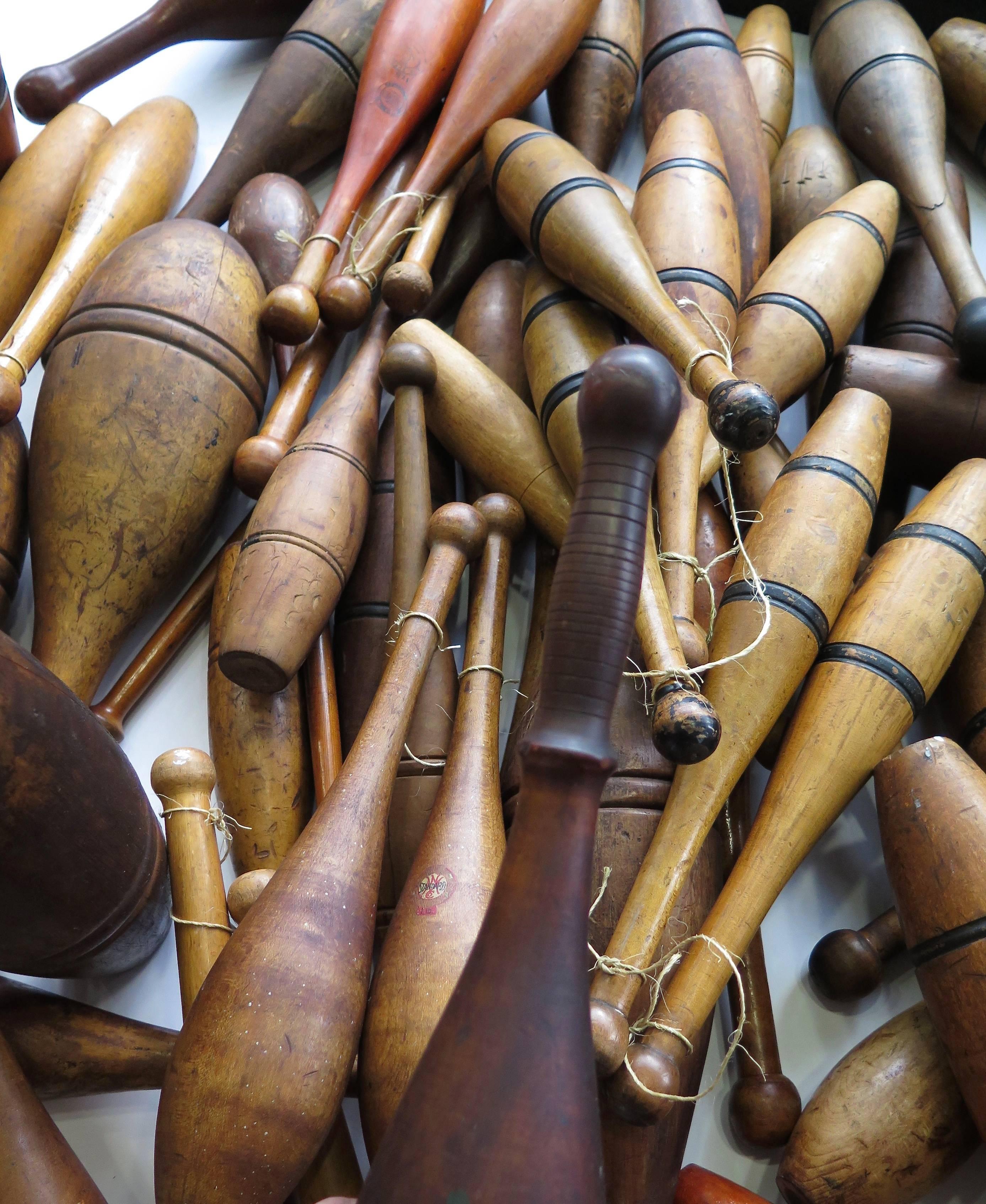 Amazing Collection of Indian Clubs, Weight Clubs, and Juggling Clubs In Good Condition For Sale In Hudson, NY