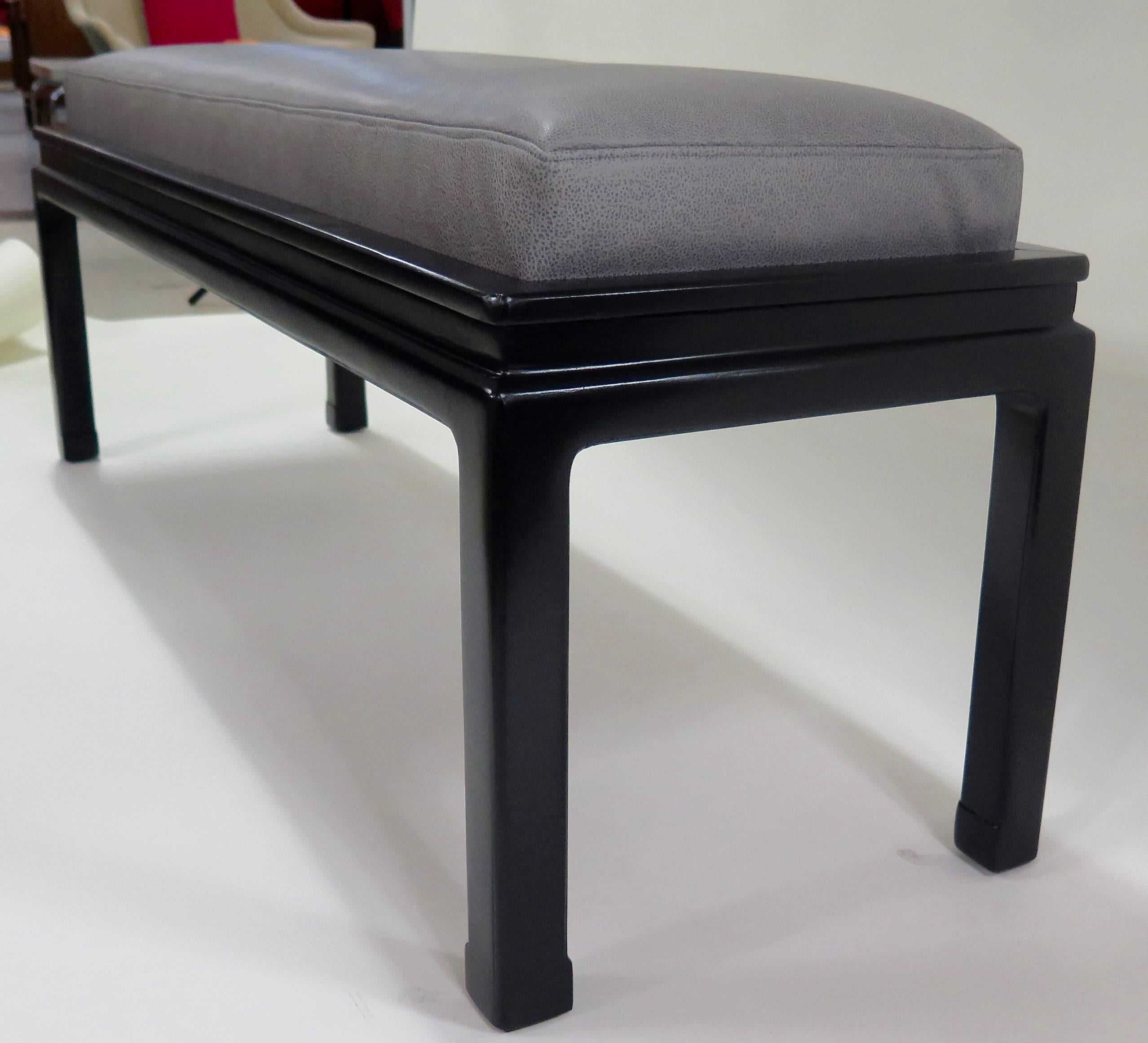 Mid-Century Modern Dunbar Bench with Leather Cushion For Sale
