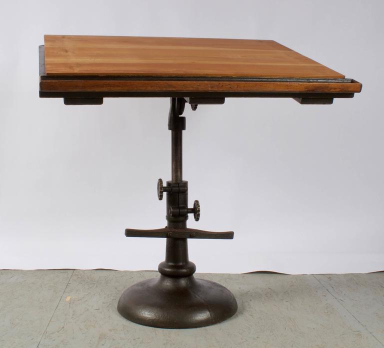 Impressive 1940s Pedestal Base Architect's Drafting Table at 1stdibs