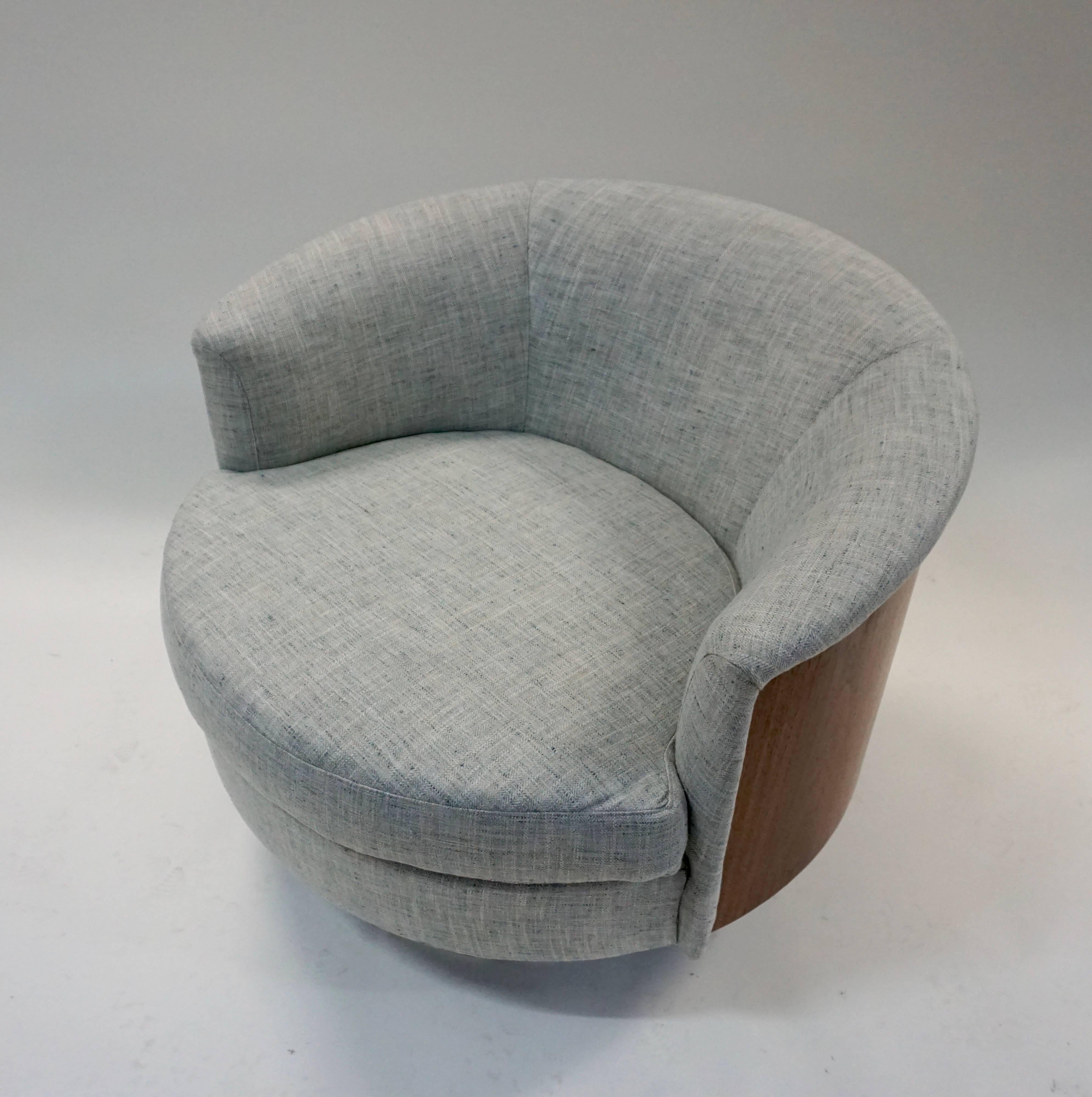 Fabric 1960 Pair of Selig Barrel Back Swivel Chairs
