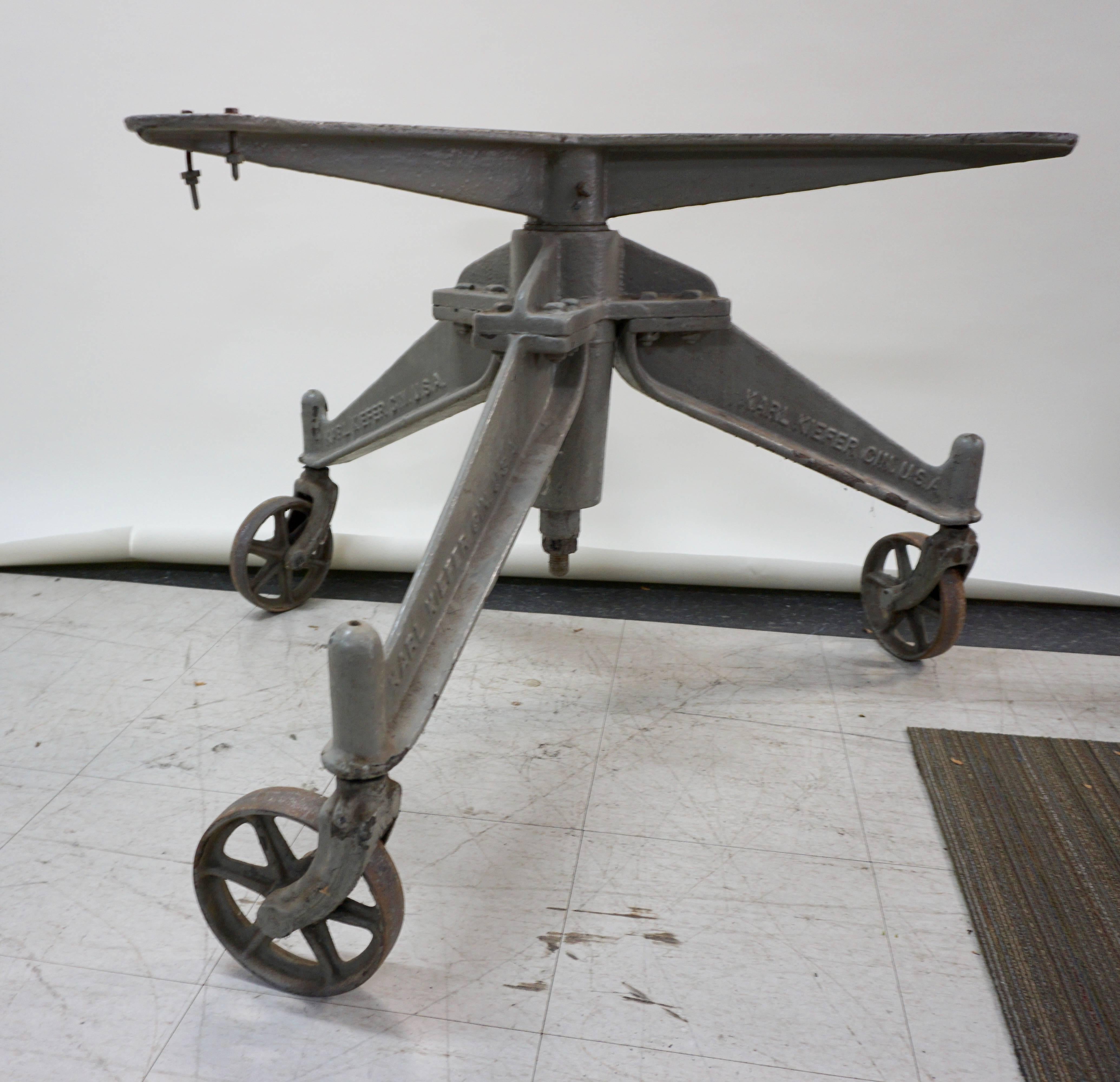 1940 Industrial Rolling Table Base In Fair Condition In Hudson, NY