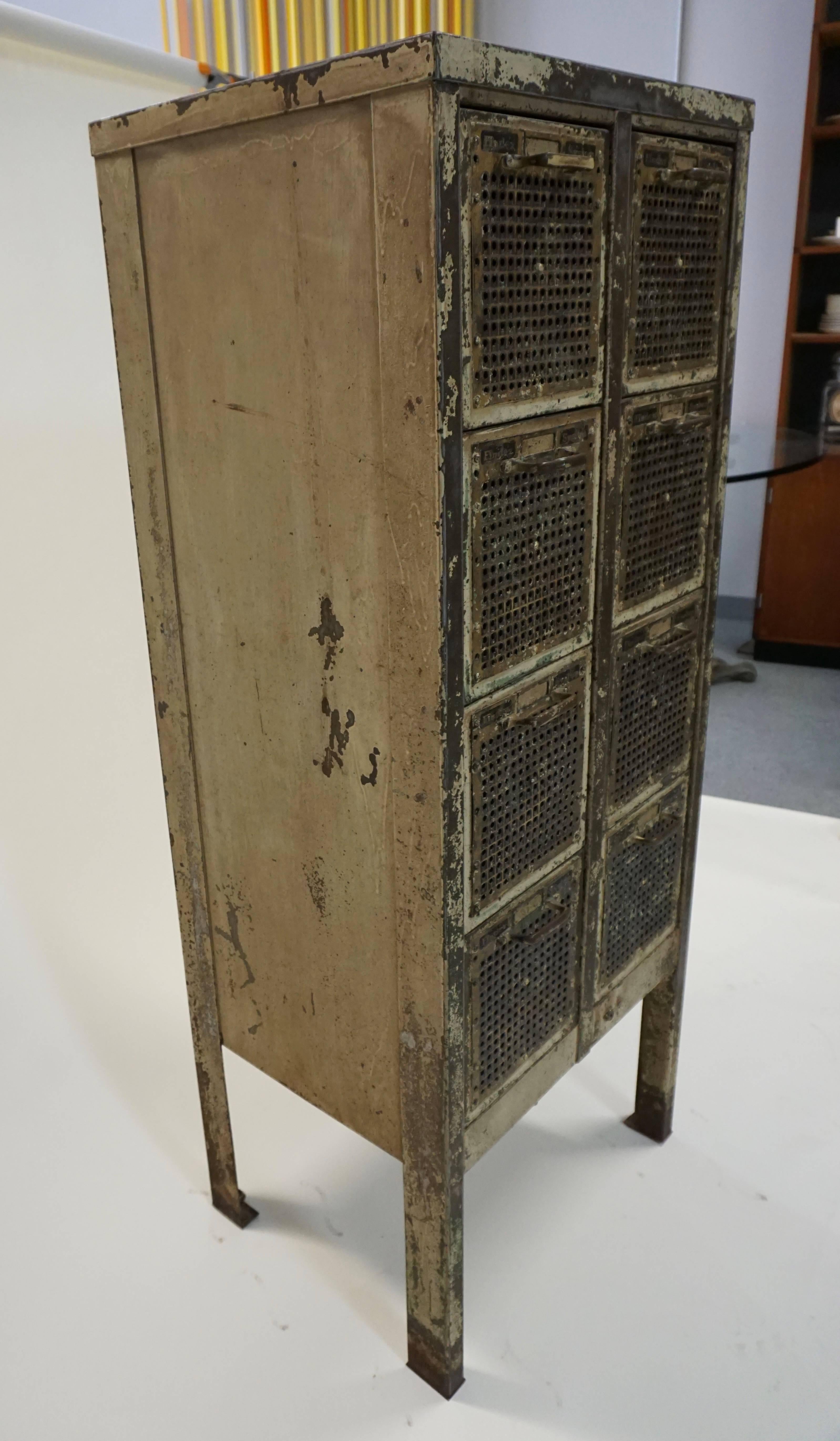 Industrial Fantastic 1940 Iron and Brass File Cabinet