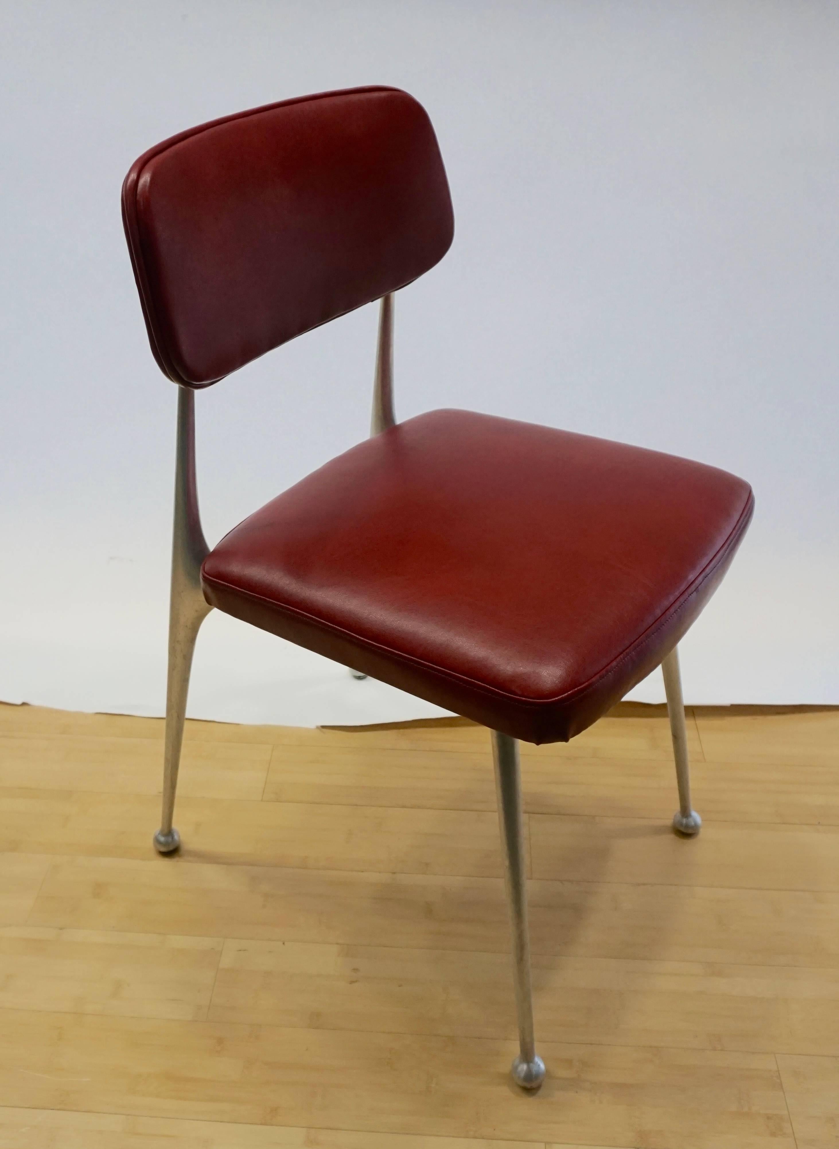 Set of Eight Aluminium and Red Leather Gazelle Chairs 2