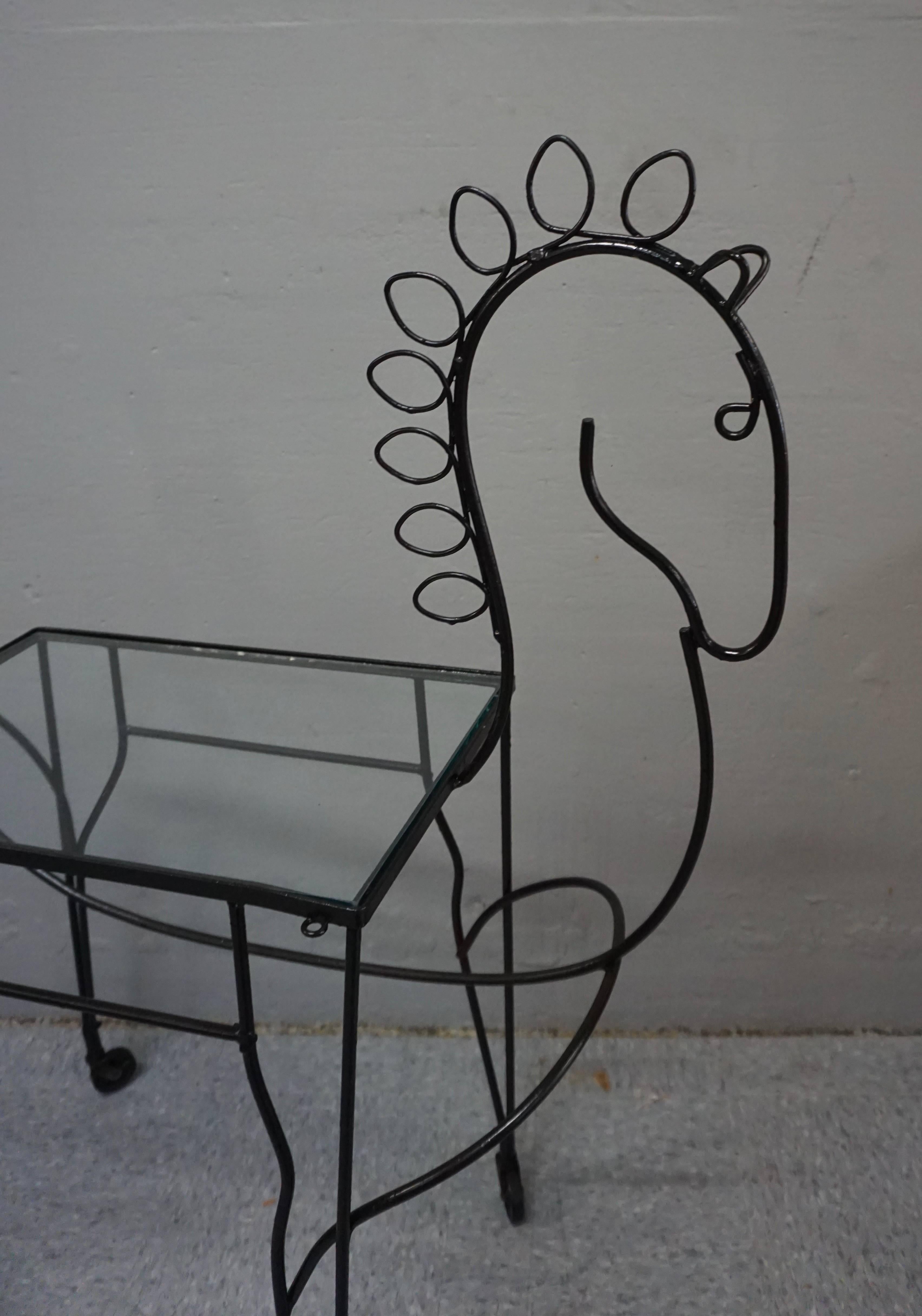 Modern 1960 Frederick Weinberg Horse Bar Cart For Sale