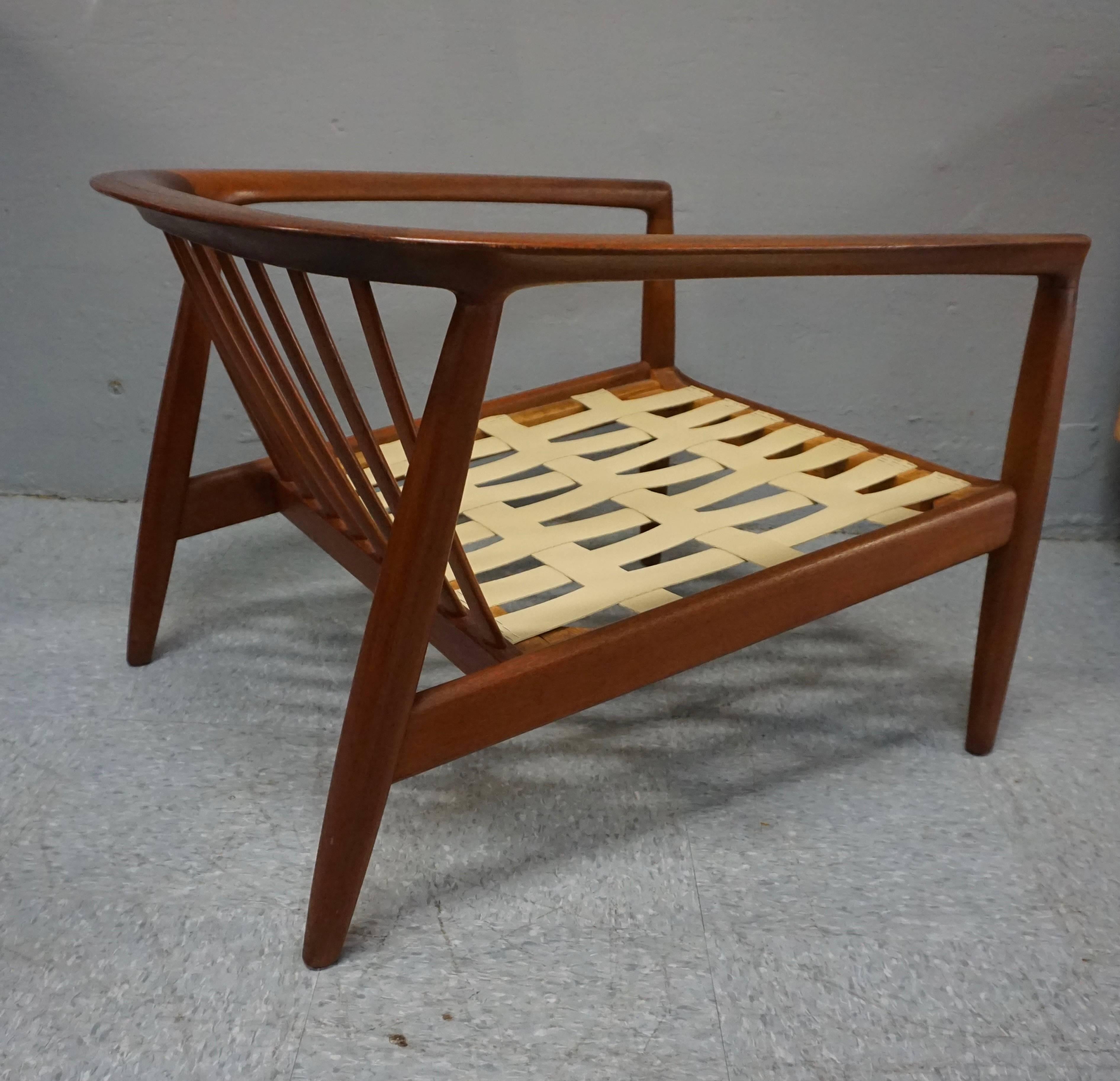 Mid-20th Century Fantastic Folke Ohlsson for DUX Pair of Teak Lounge Chairs