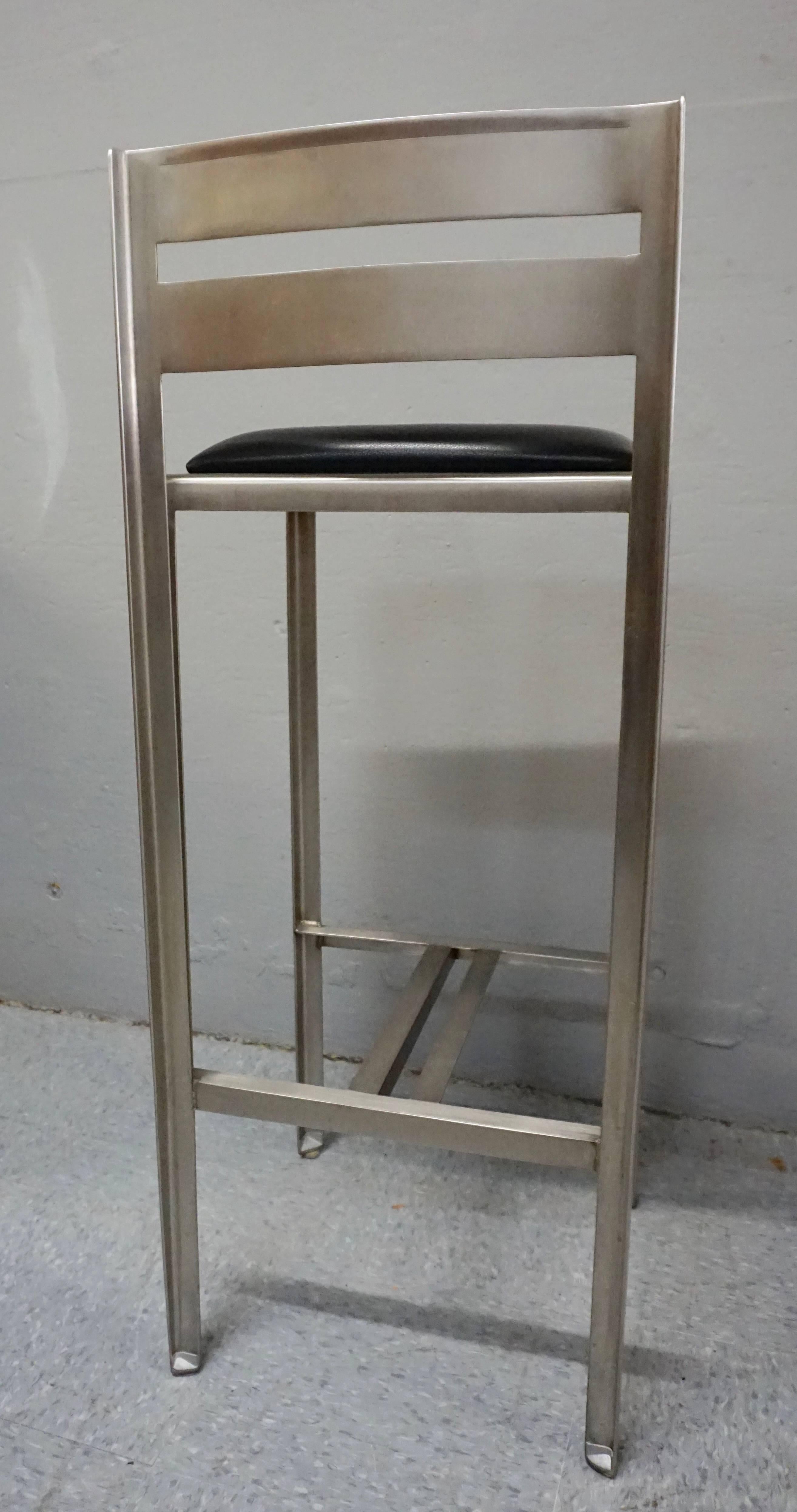 Brushed Set of Four Metal Bar Height Stools