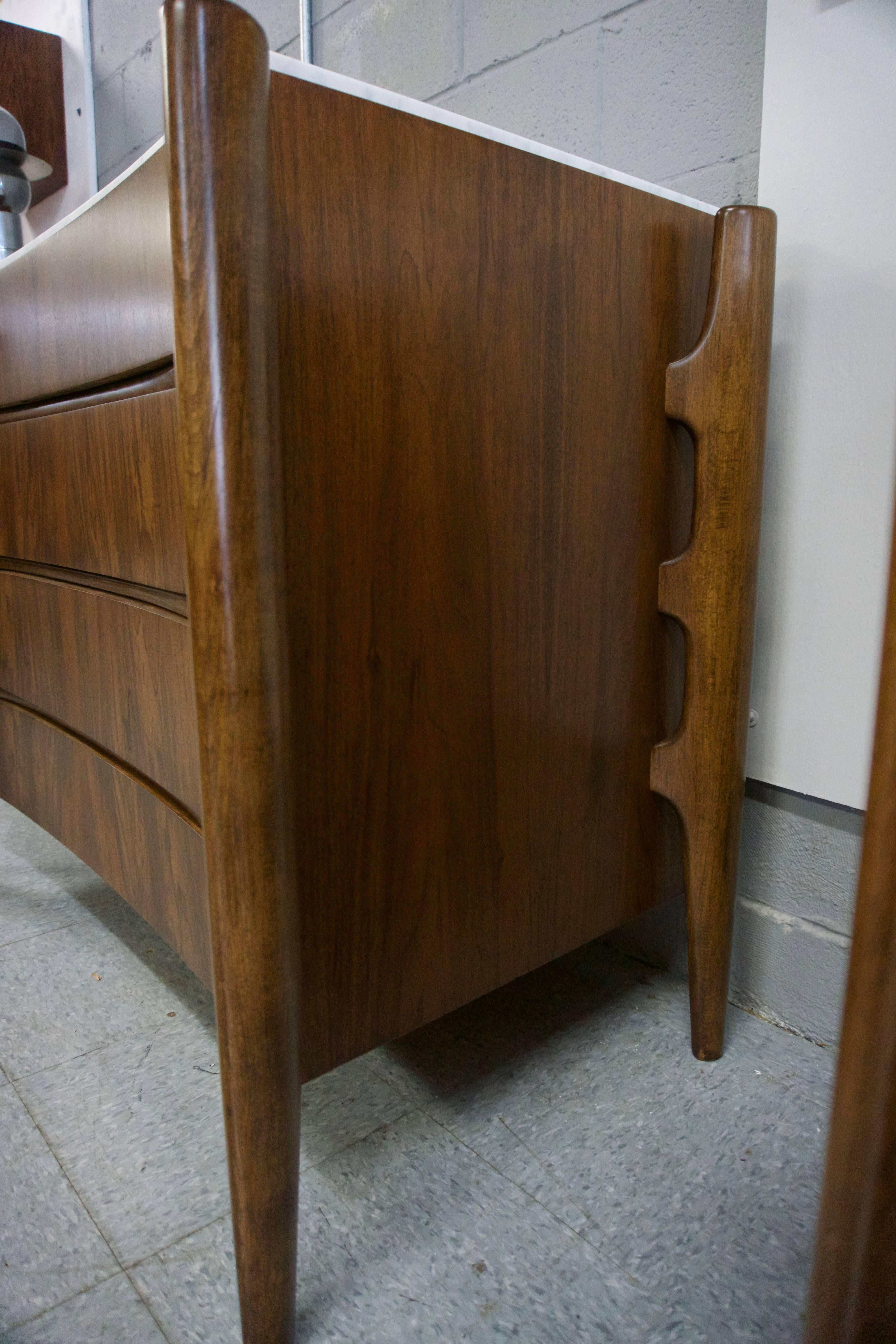 Swedish 1960 William Hinn Four-Drawer Dresser with Carrara Marble For Sale