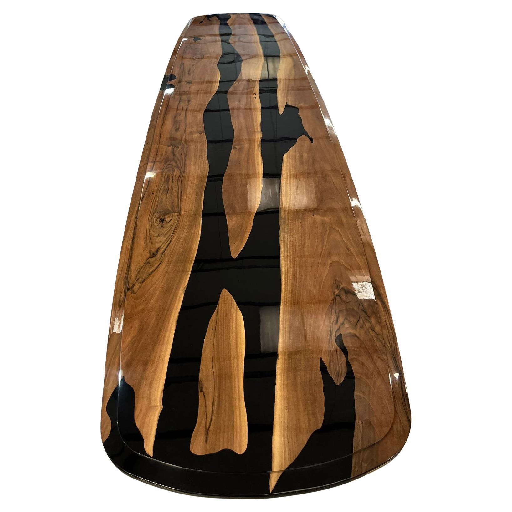 Miki Limited Edition table in resin and American walnut by Jerome Bugara, France For Sale