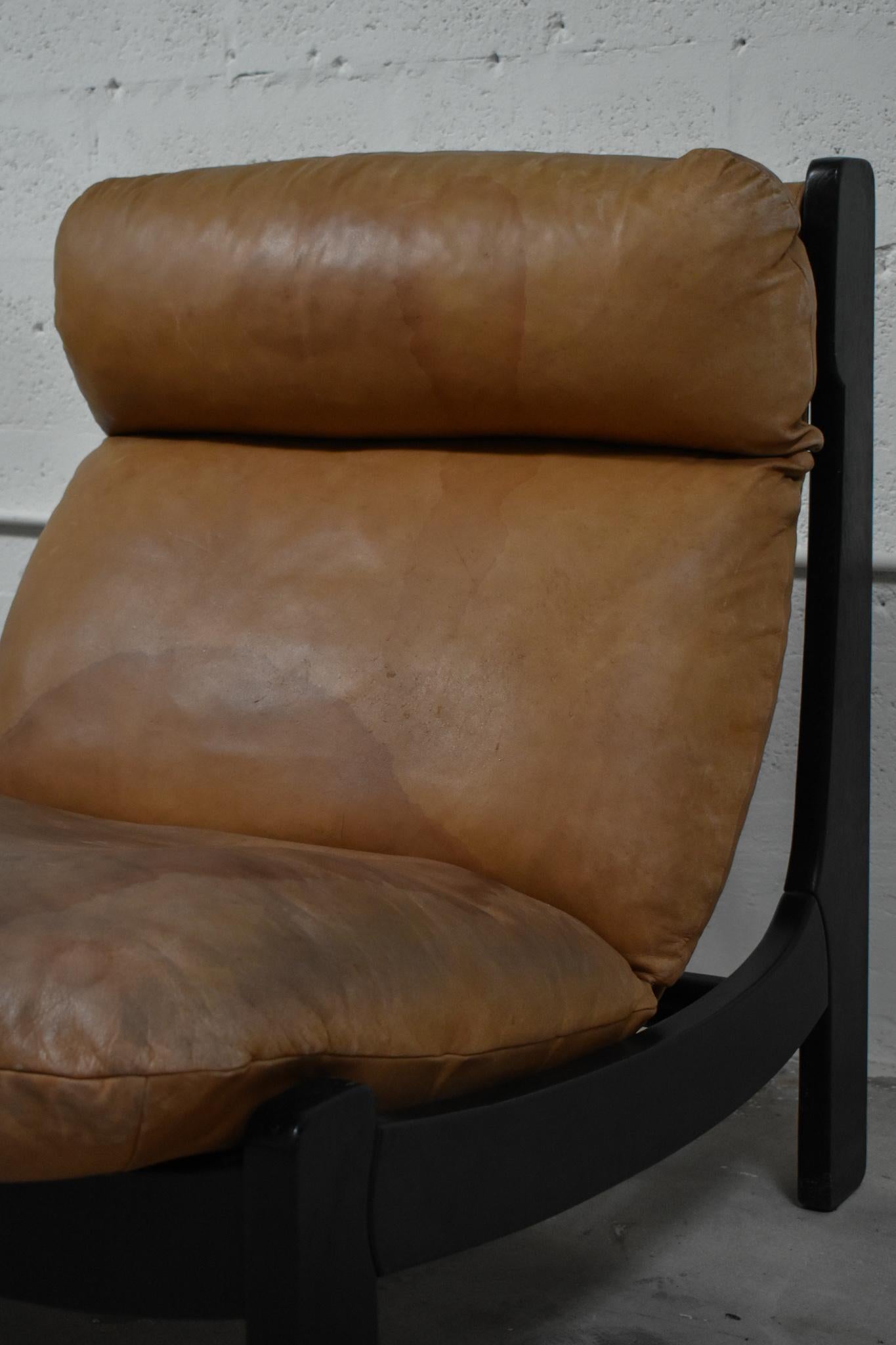 Chaise longue italienne Cognac Bon état - En vente à Miami, FL