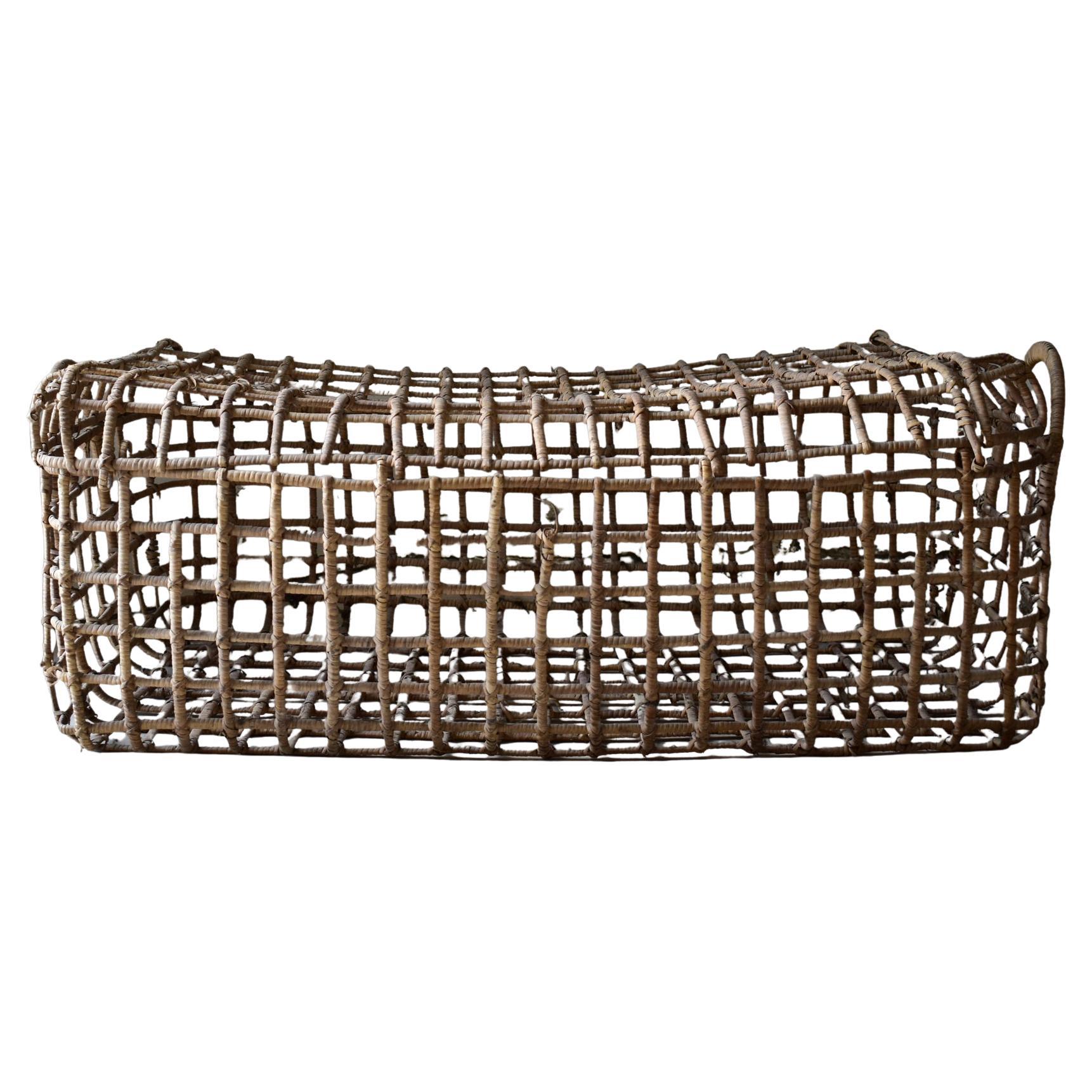 Italian Handwoven Bamboo Basket, 1970's