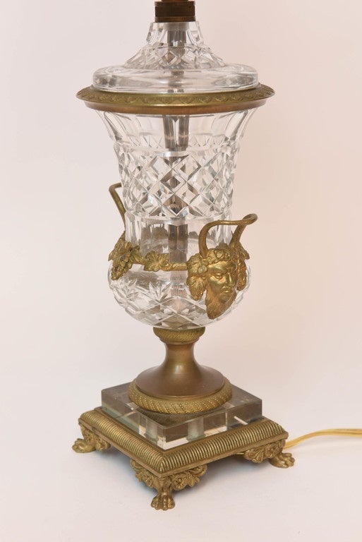 Pair of 19th Century French Bronze Mounted Glass Lamps In Good Condition For Sale In Palm Beach, FL