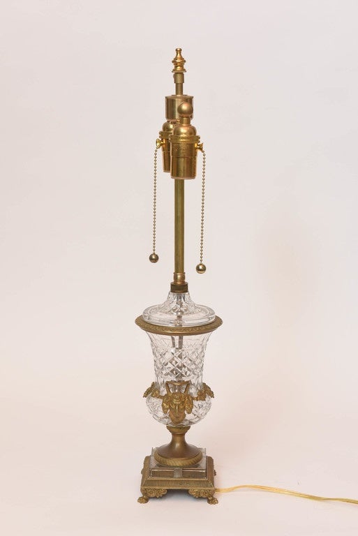 Pair of 19th Century French Bronze Mounted Glass Lamps For Sale 2