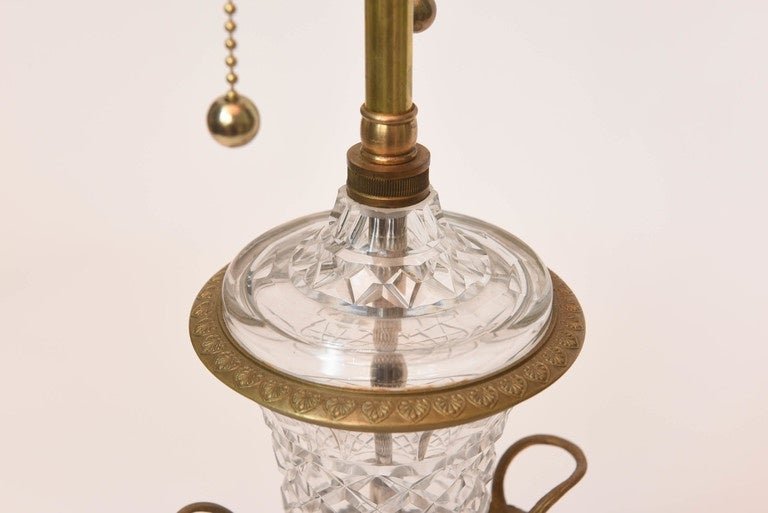 Pair of 19th Century French Bronze Mounted Glass Lamps For Sale 3