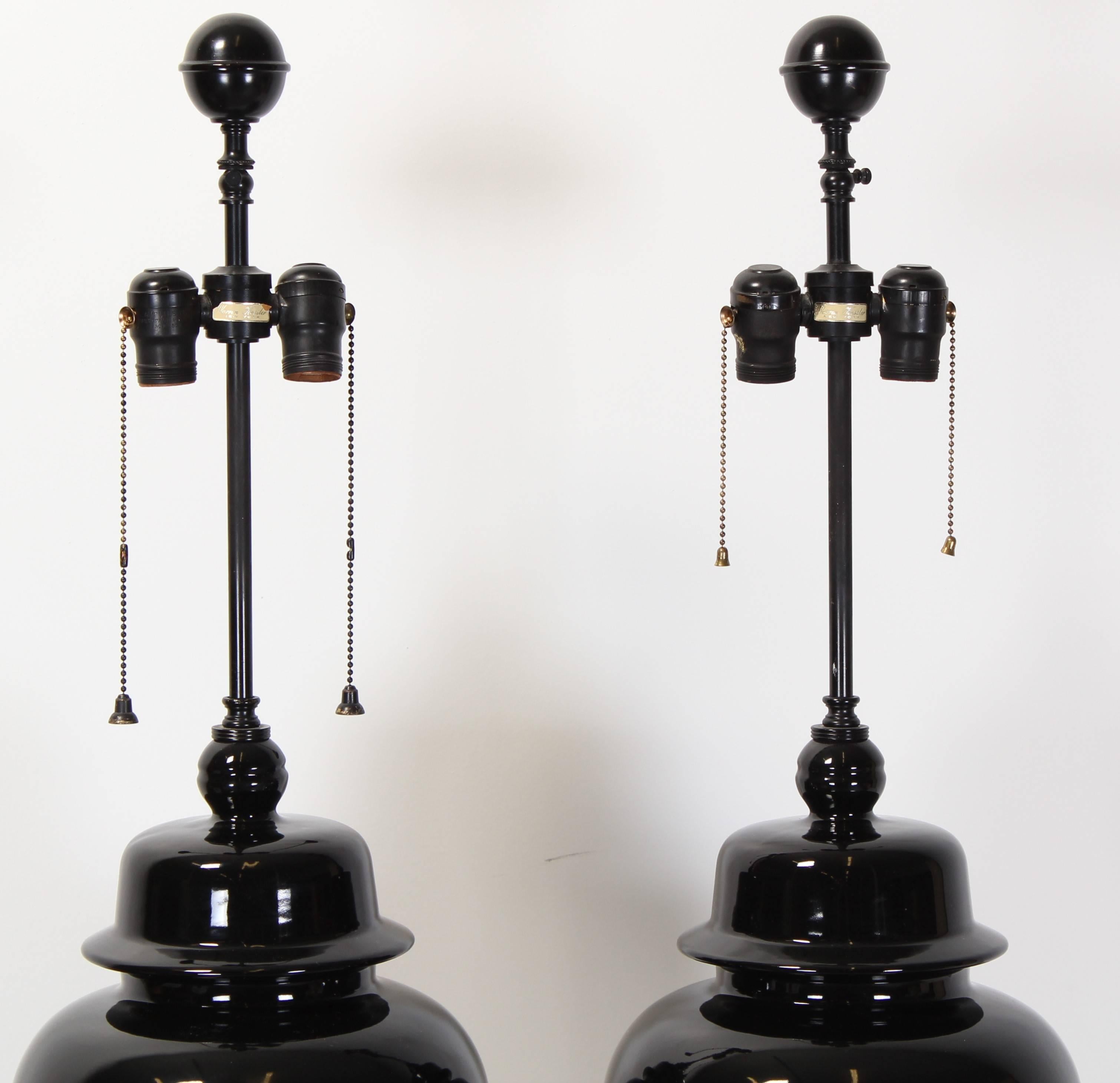 American Pair of Warren Kessler Table Lamps, 1940s