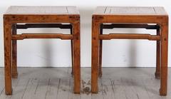 Pair of Chinese Qing Dynasty Hardwood Side Tables, 1900