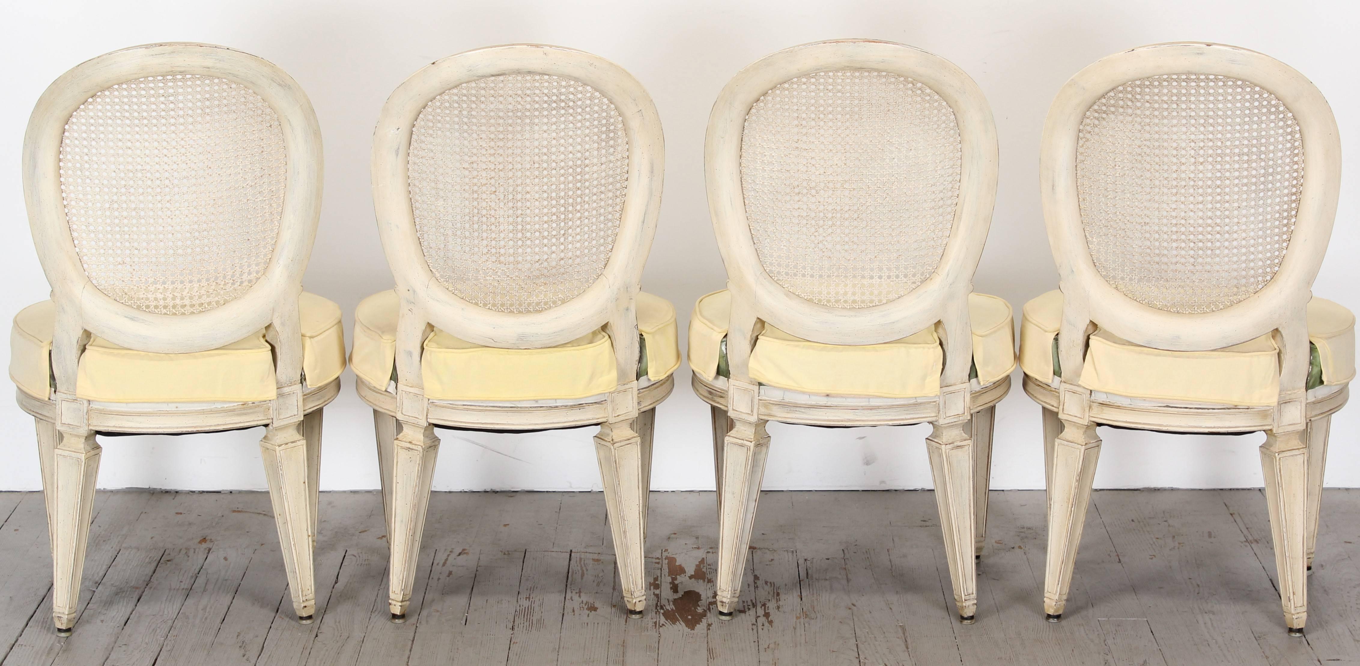 Mid-20th Century Set of Four French Louis XVI Jansen Style Painted Side Chairs, 1950