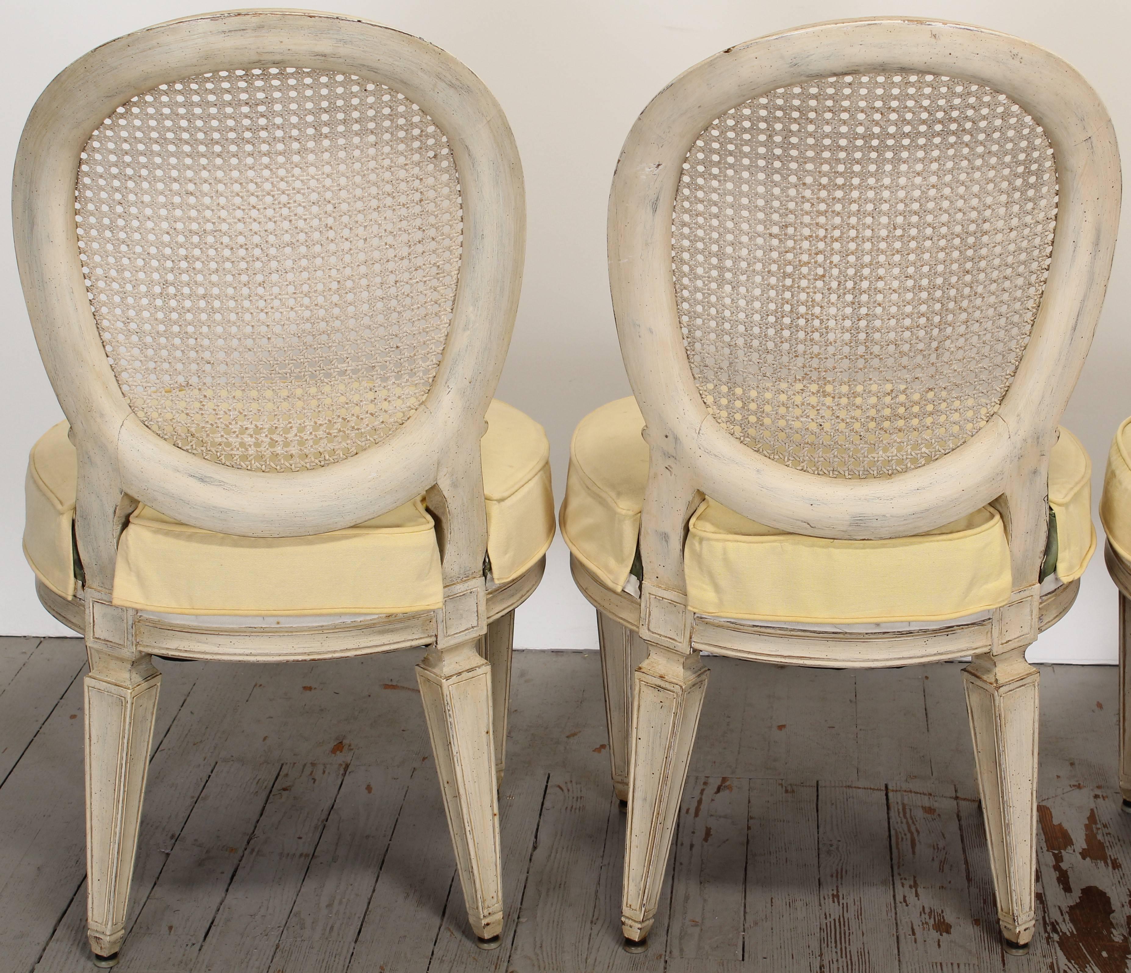 Set of Four French Louis XVI Jansen Style Painted Side Chairs, 1950 2
