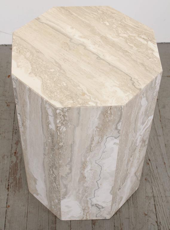 Octagonal Travertine Marble Side Table, 1980s at 1stDibs