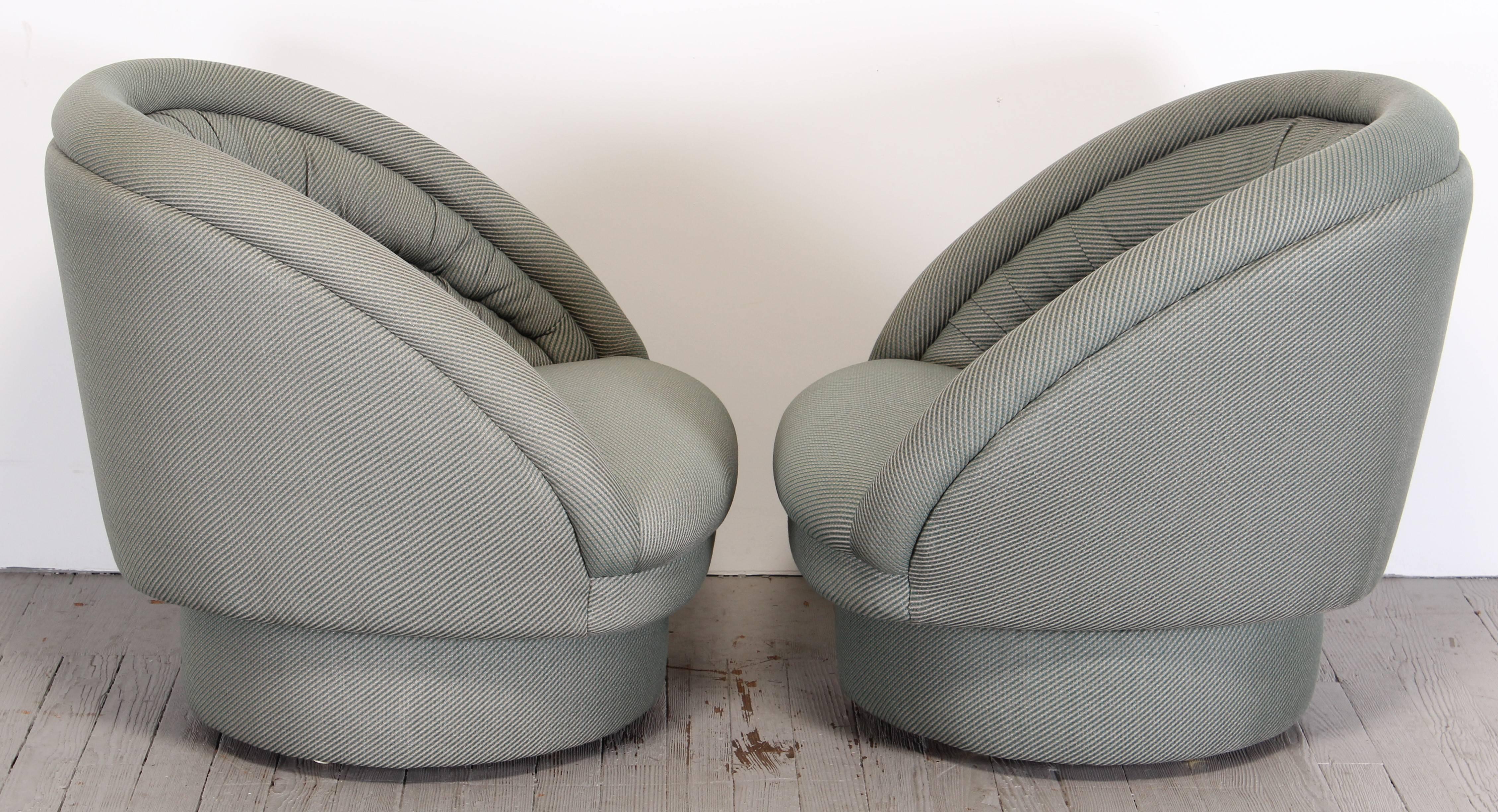 American Pair of Vladimir Kagan Crescent Swivel Chairs, 1960s