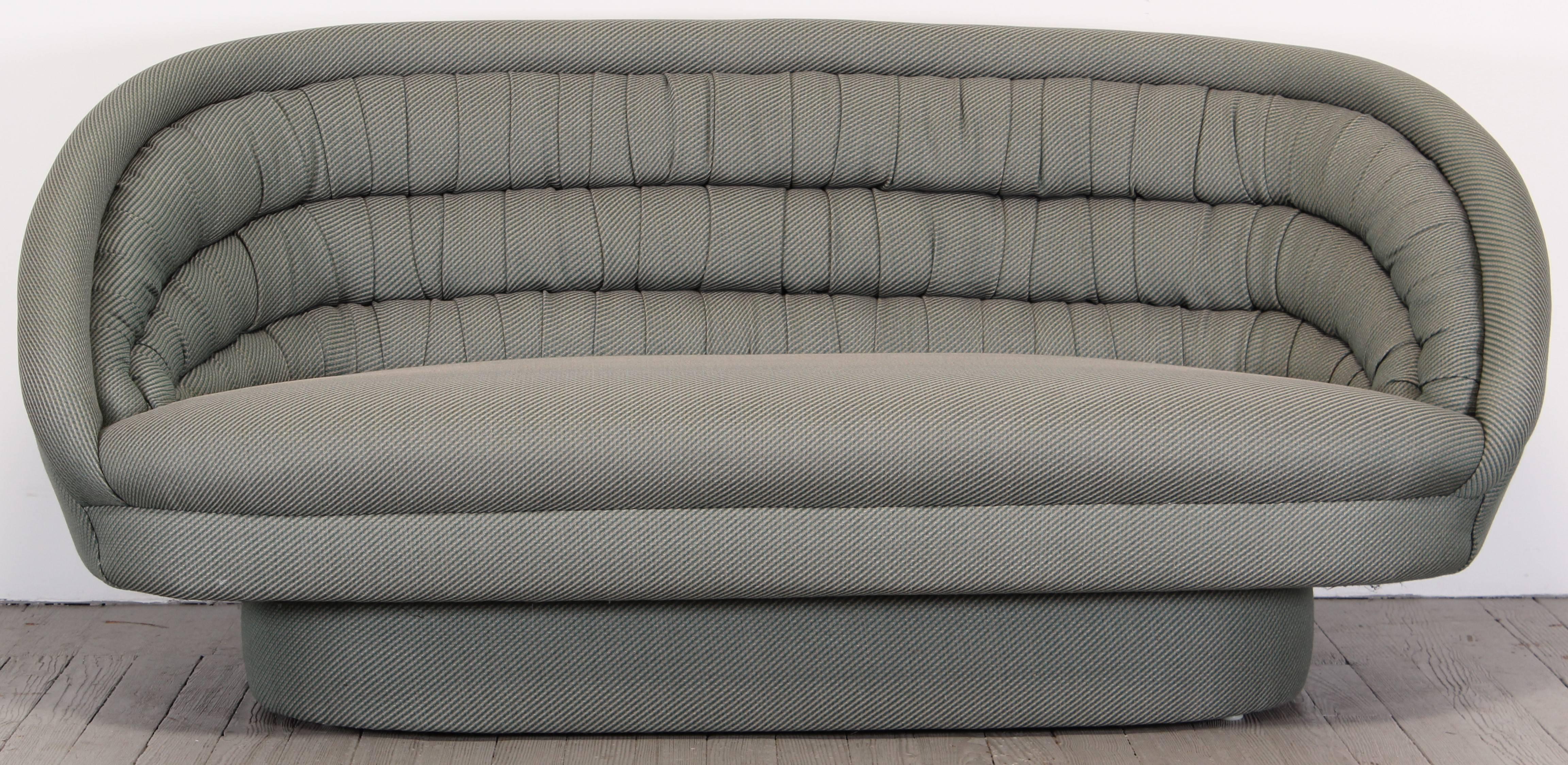 A "Crescent" sofa designed by Vladimir Kagan. The sofa is structurally sound, approximately 15 year old fabric is in very good condition.