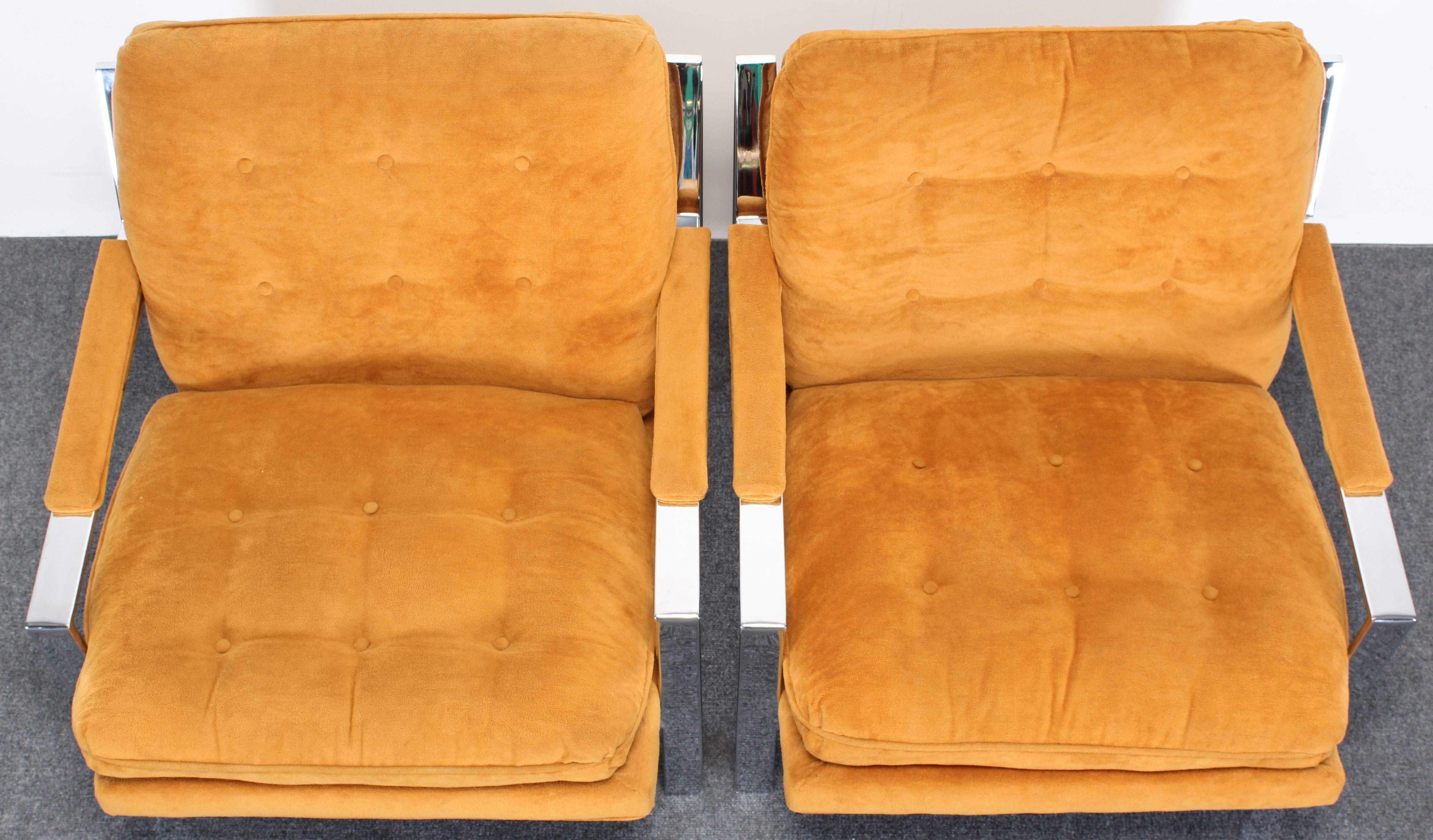 Pair of Chrome Lounge Chairs by Cy Mann, 1970s In Good Condition In Hamburg, PA