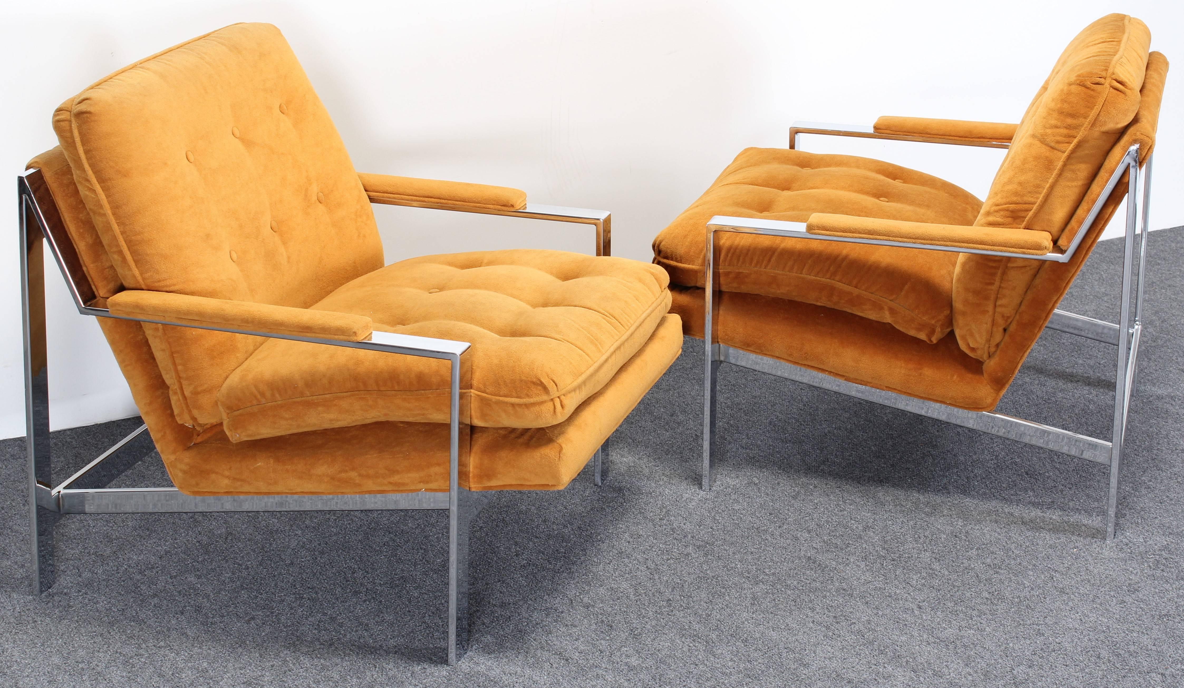 Pair of Chrome Lounge Chairs by Cy Mann, 1970s 1