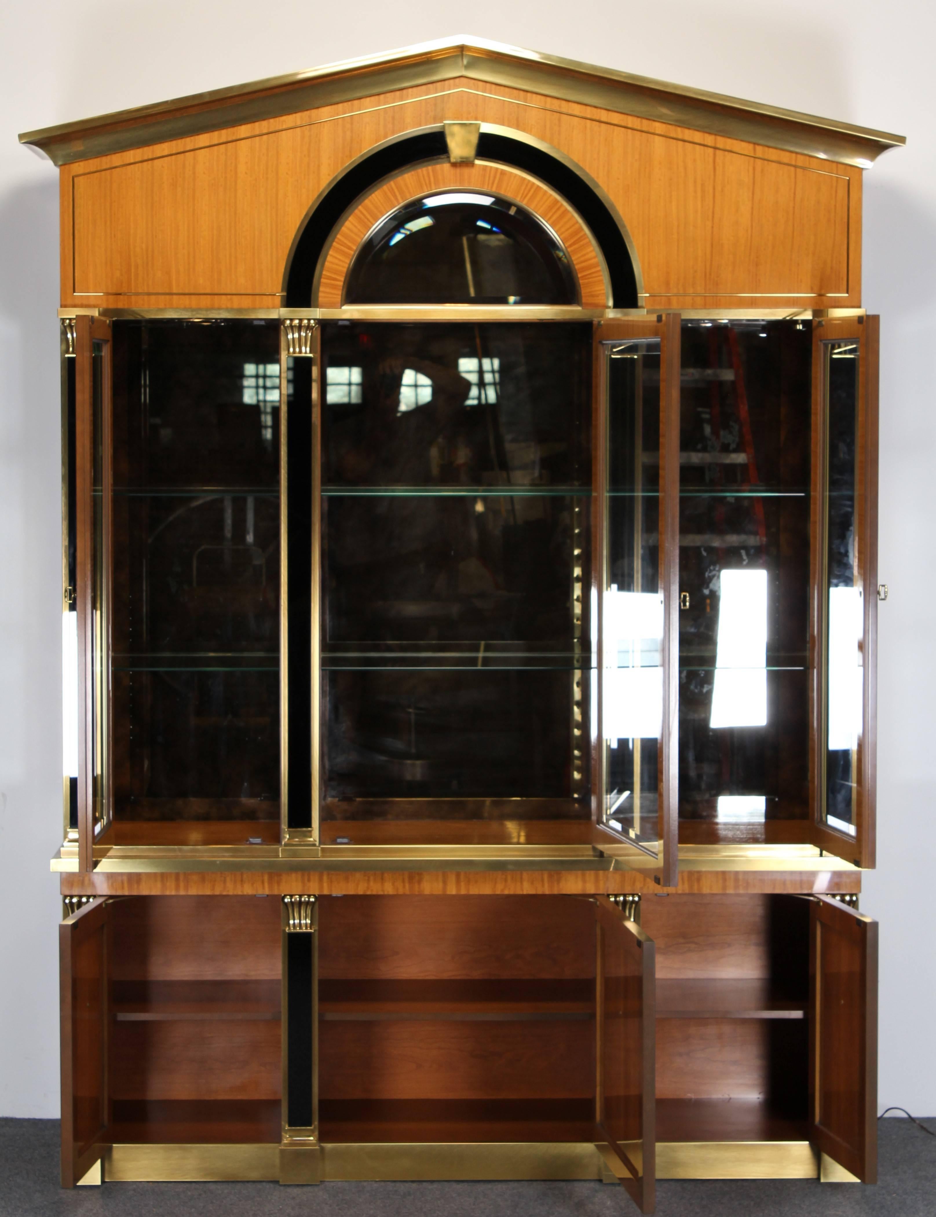 Neoclassical Mastercraft Two-Piece Breakfront Display Cabinet, 1970