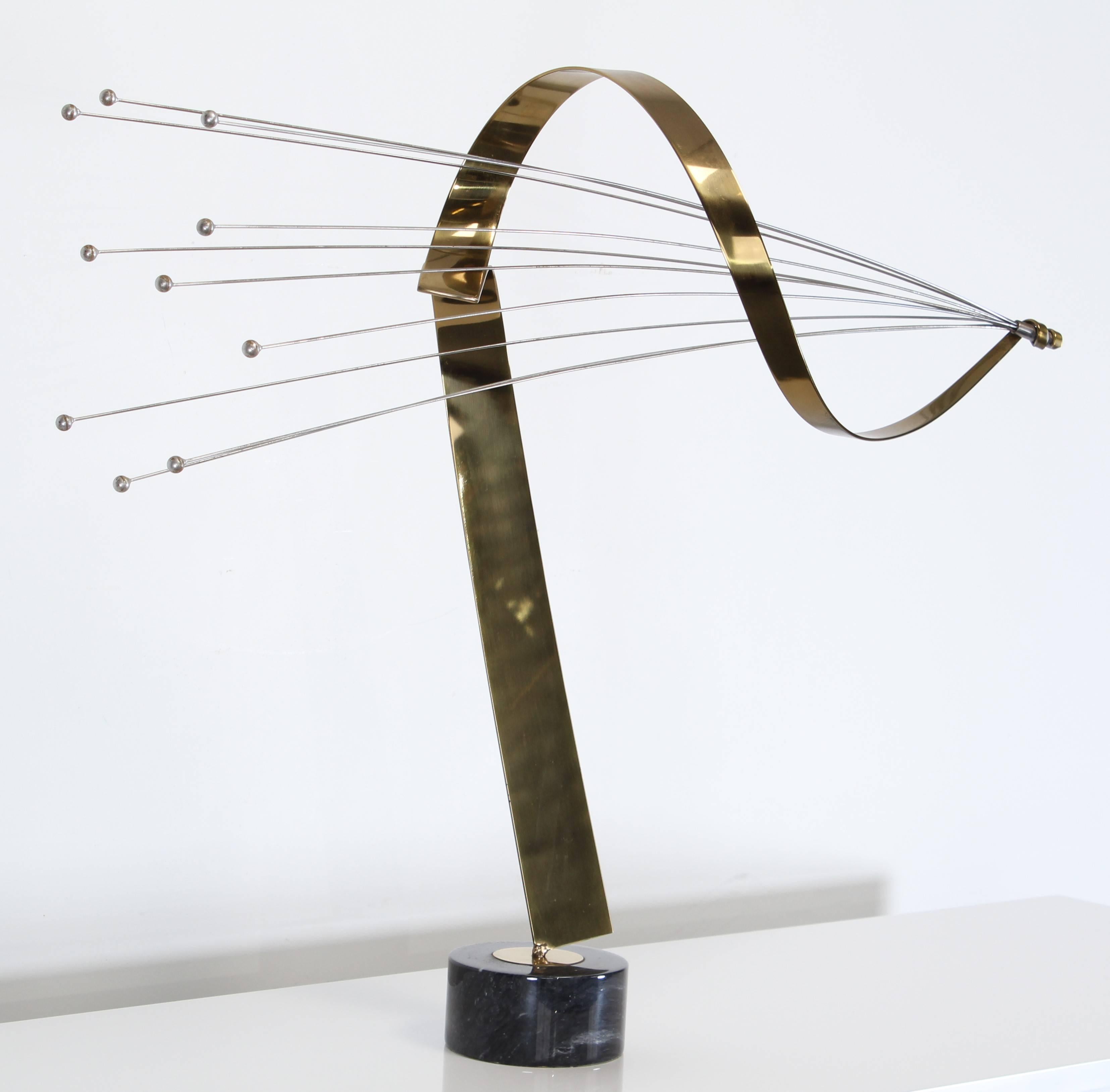 Mid-Century Modern Large Steel and Brass Abstract Sculpture by Curtis Jere, 1970s