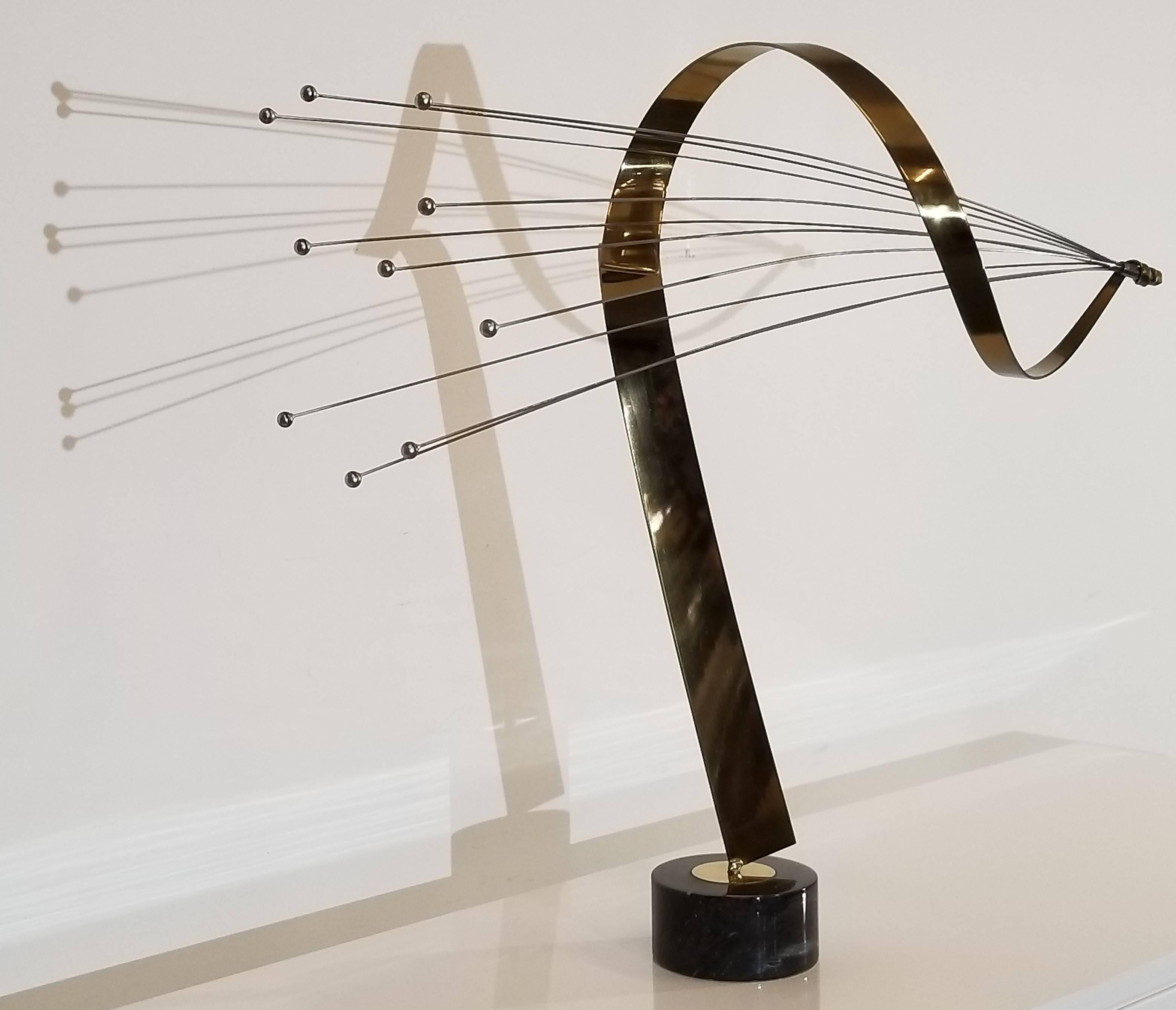 American Large Steel and Brass Abstract Sculpture by Curtis Jere, 1970s